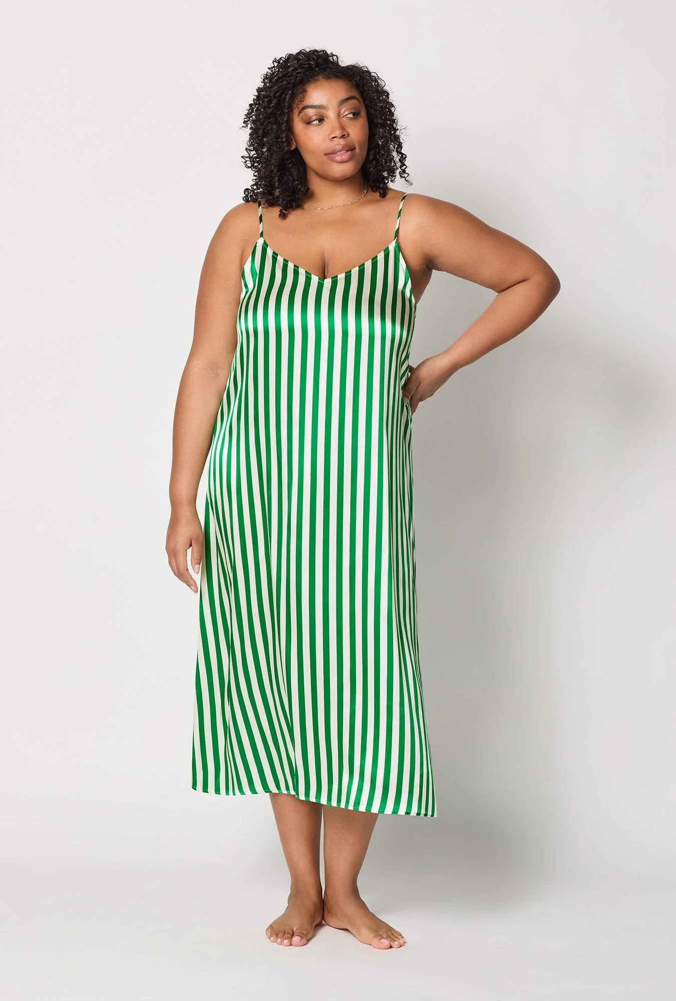Salerno Stripe Woven Washable Silk Chemise - Image 5