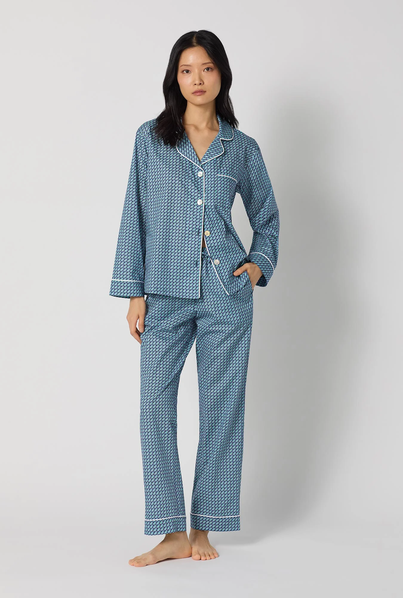 Sebastian Long Sleeve Classic Woven Tana Lawn® Pj Set Made With Liberty Fabrics