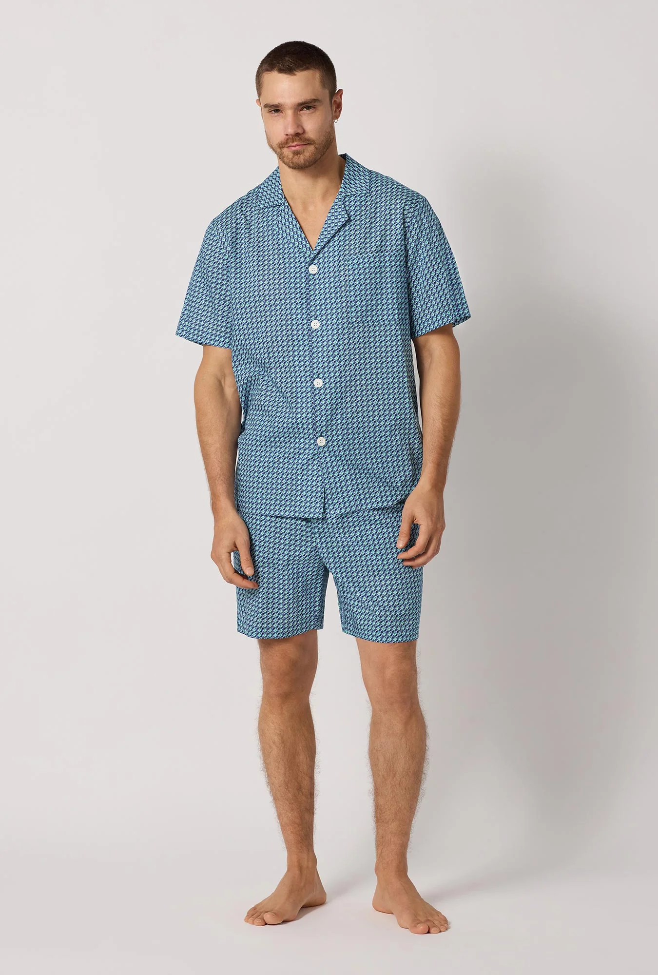 Sebastian Men's Short Sleeve Woven Tana Lawn® Short Pj Set Made With Liberty Fabrics