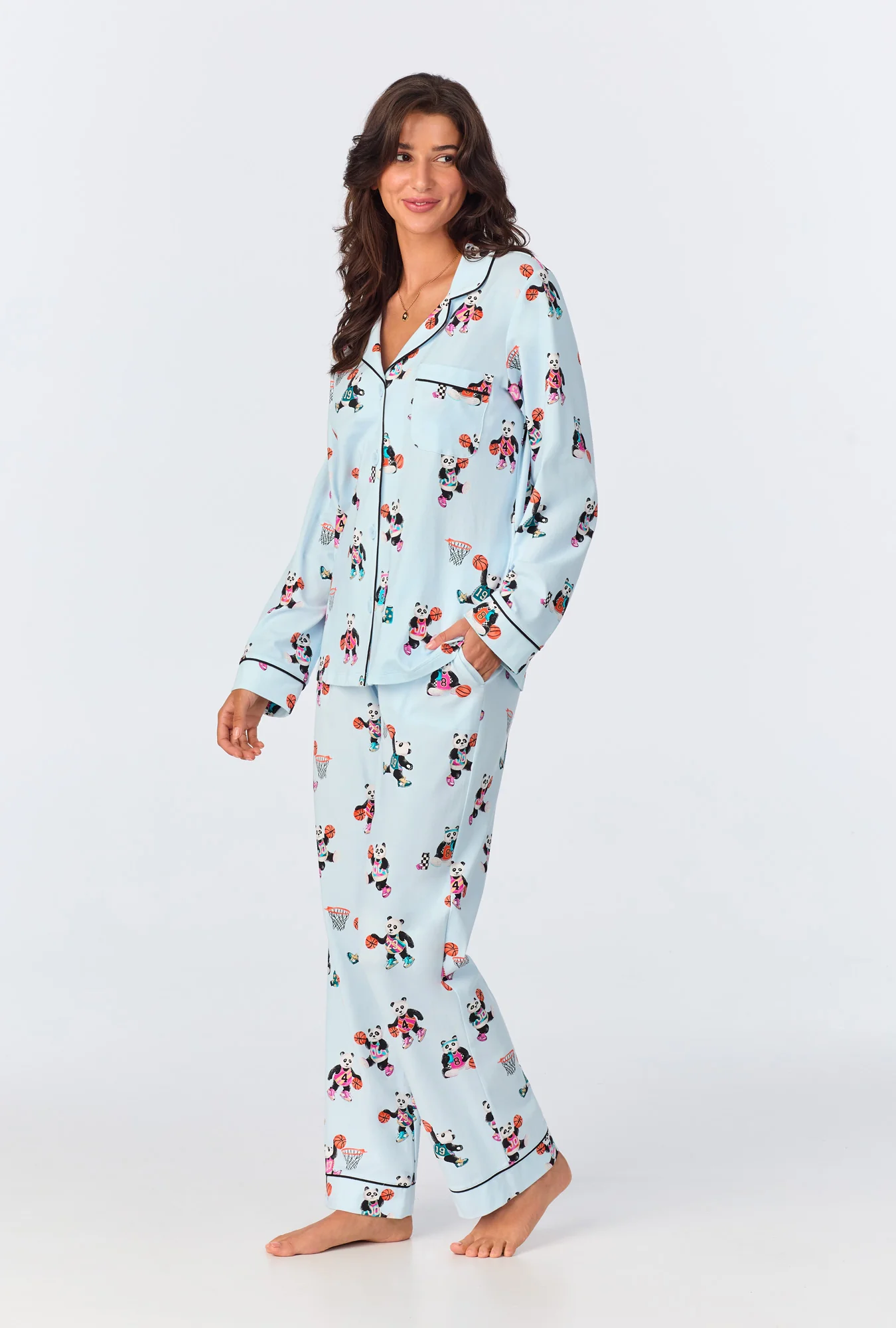 Bedhead x Bronwyn Newport Slam Dunk Long Sleeve Classic Stretch Jersey PJ Set - Image 3
