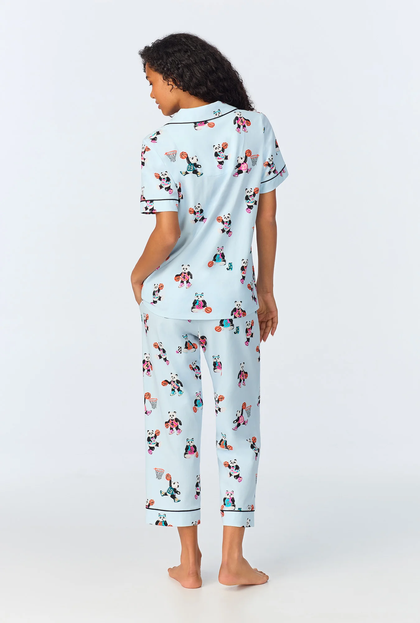 Bedhead x Bronwyn Newport Slam Dunk Short Sleeve Classic Stretch Jersey Cropped PJ Set - Image 3