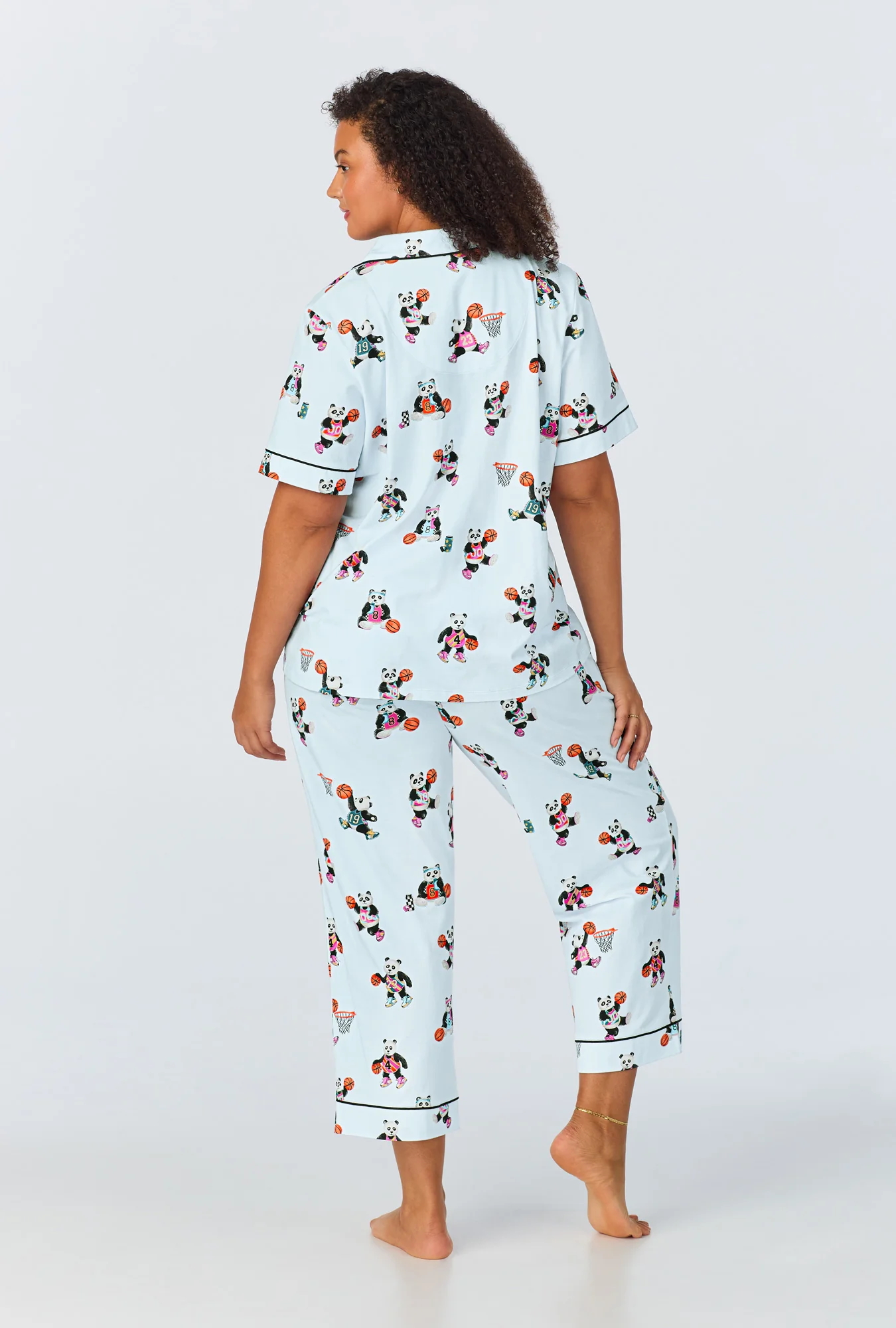 Bedhead x Bronwyn Newport Slam Dunk Short Sleeve Classic Stretch Jersey Cropped PJ Set - Image 5