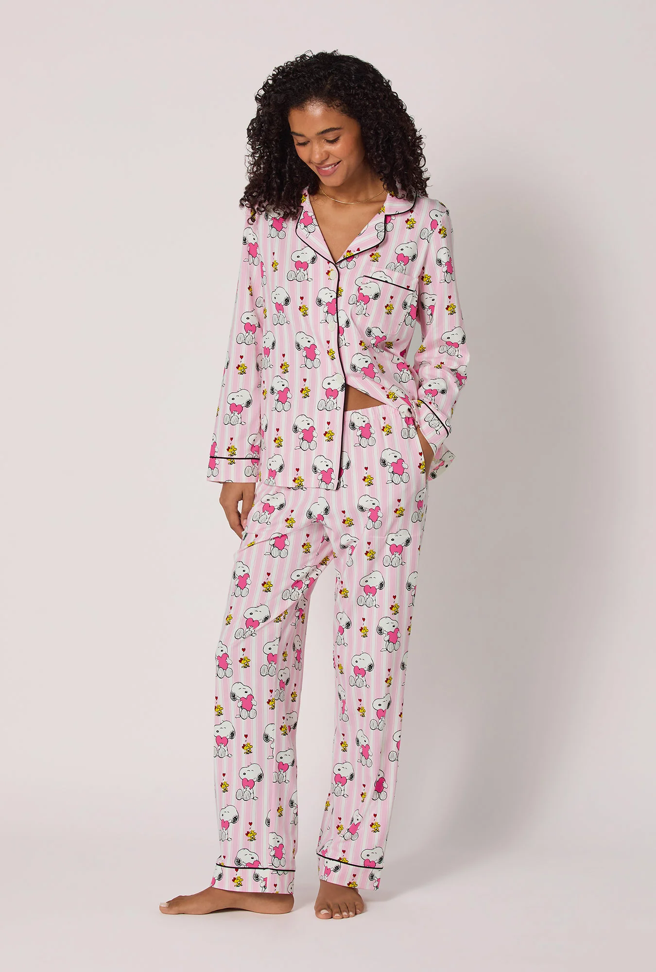 Snoopy's Valentine Long Sleeve Classic Stretch Jersey Pj Set