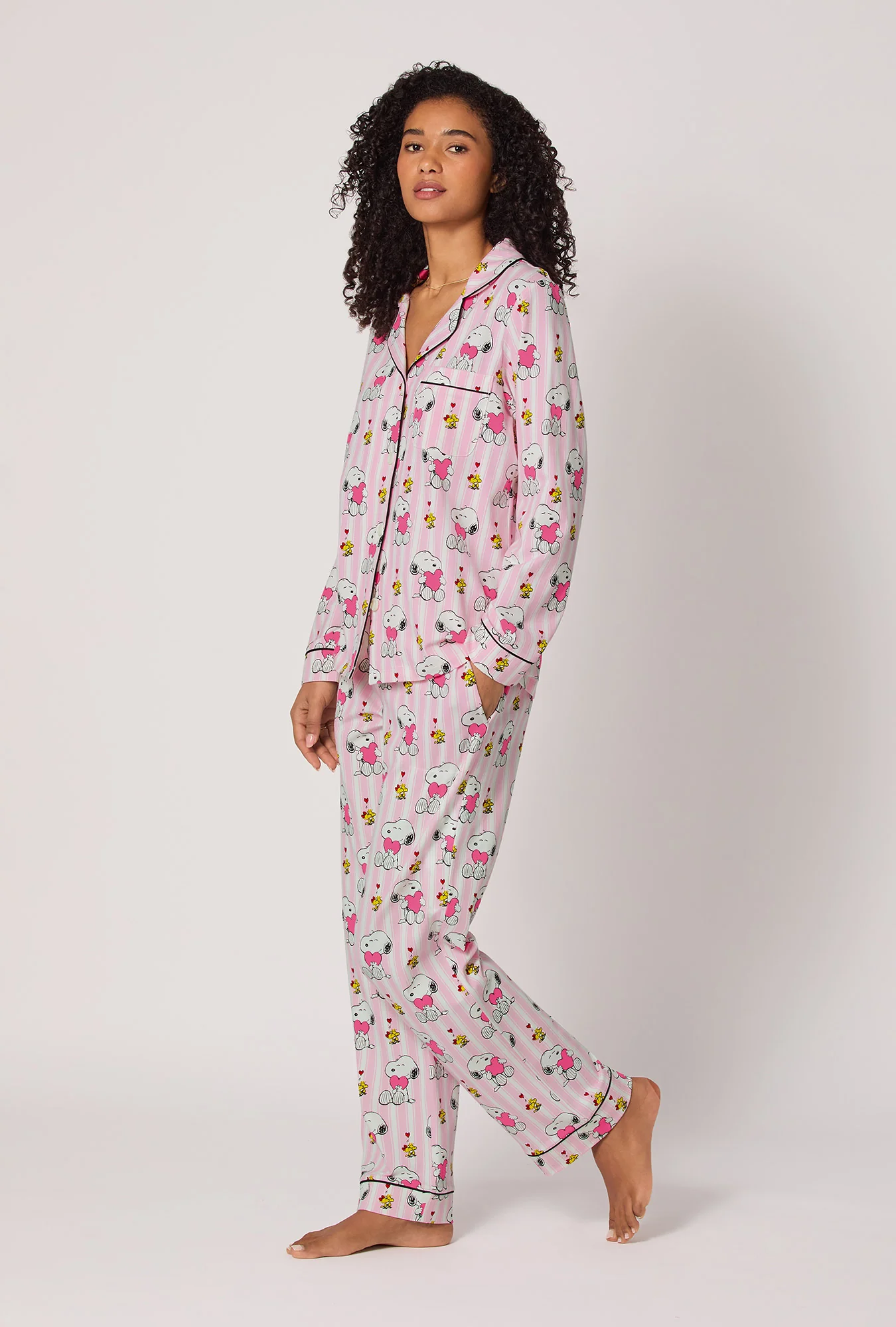 Snoopy's Valentine Long Sleeve Classic Stretch Jersey Pj Set - Image 2