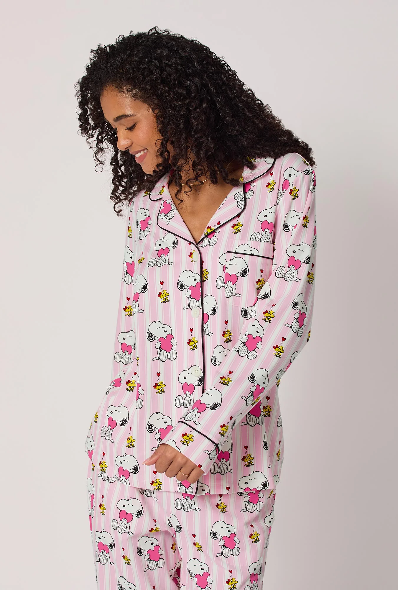 Snoopy's Valentine Long Sleeve Classic Stretch Jersey Pj Set - Image 4
