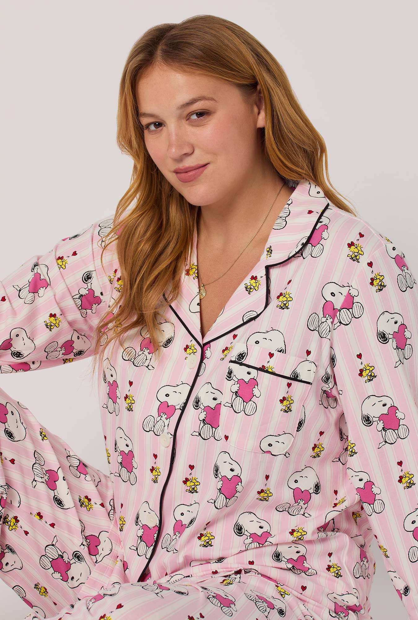 Snoopy's Valentine Long Sleeve Classic Stretch Jersey Pj Set - Image 6