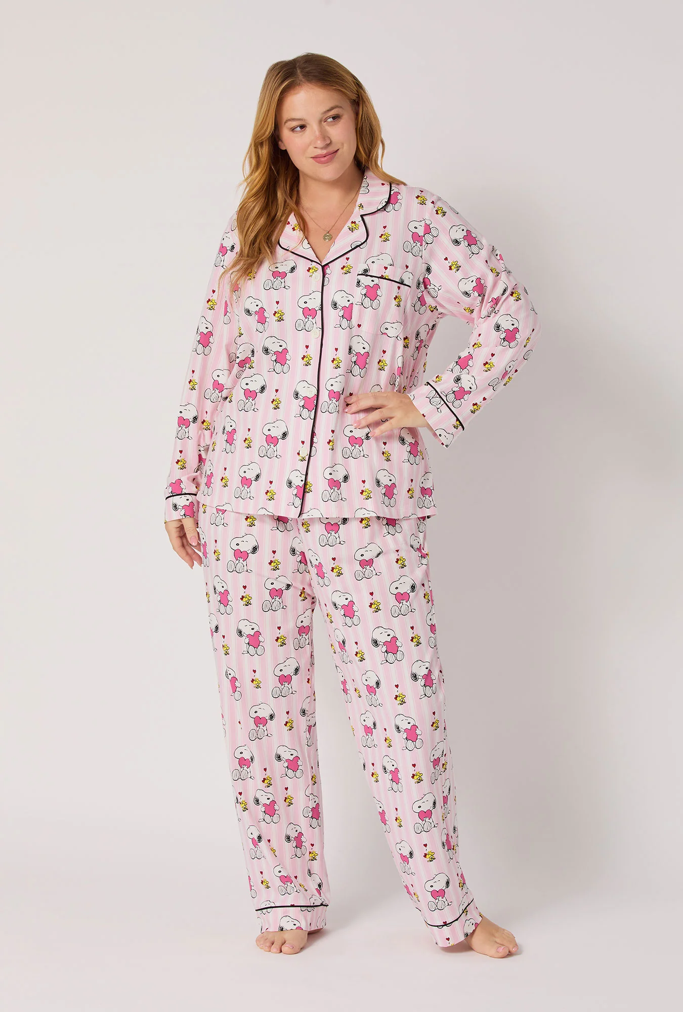 Snoopy's Valentine Long Sleeve Classic Stretch Jersey Pj Set - Image 7