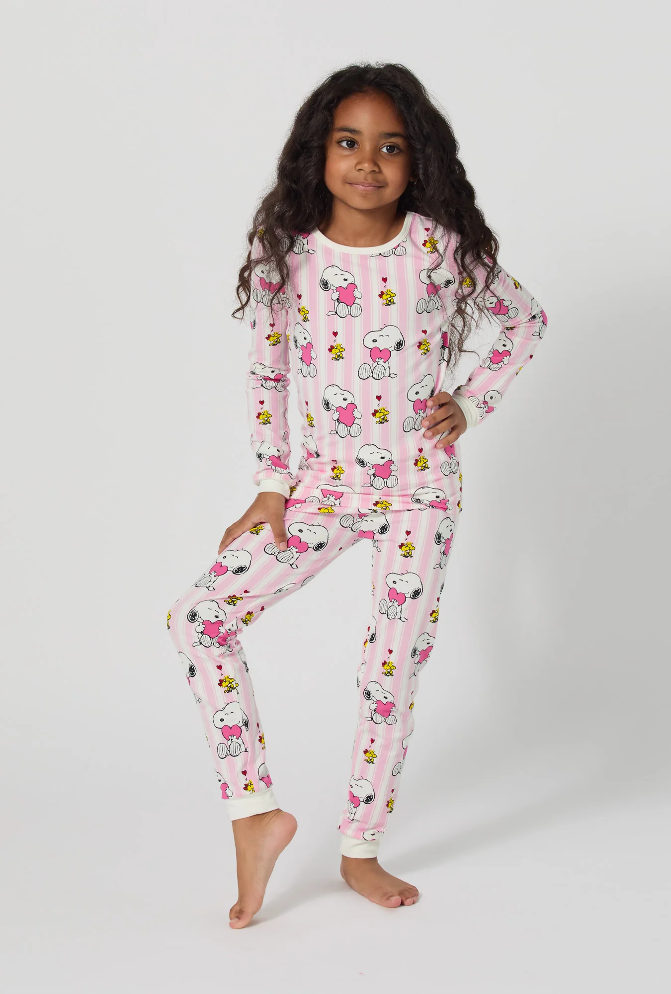 Snoopy's Valentine Long Sleeve Stretch Jersey Kids Pj Set - Image 3