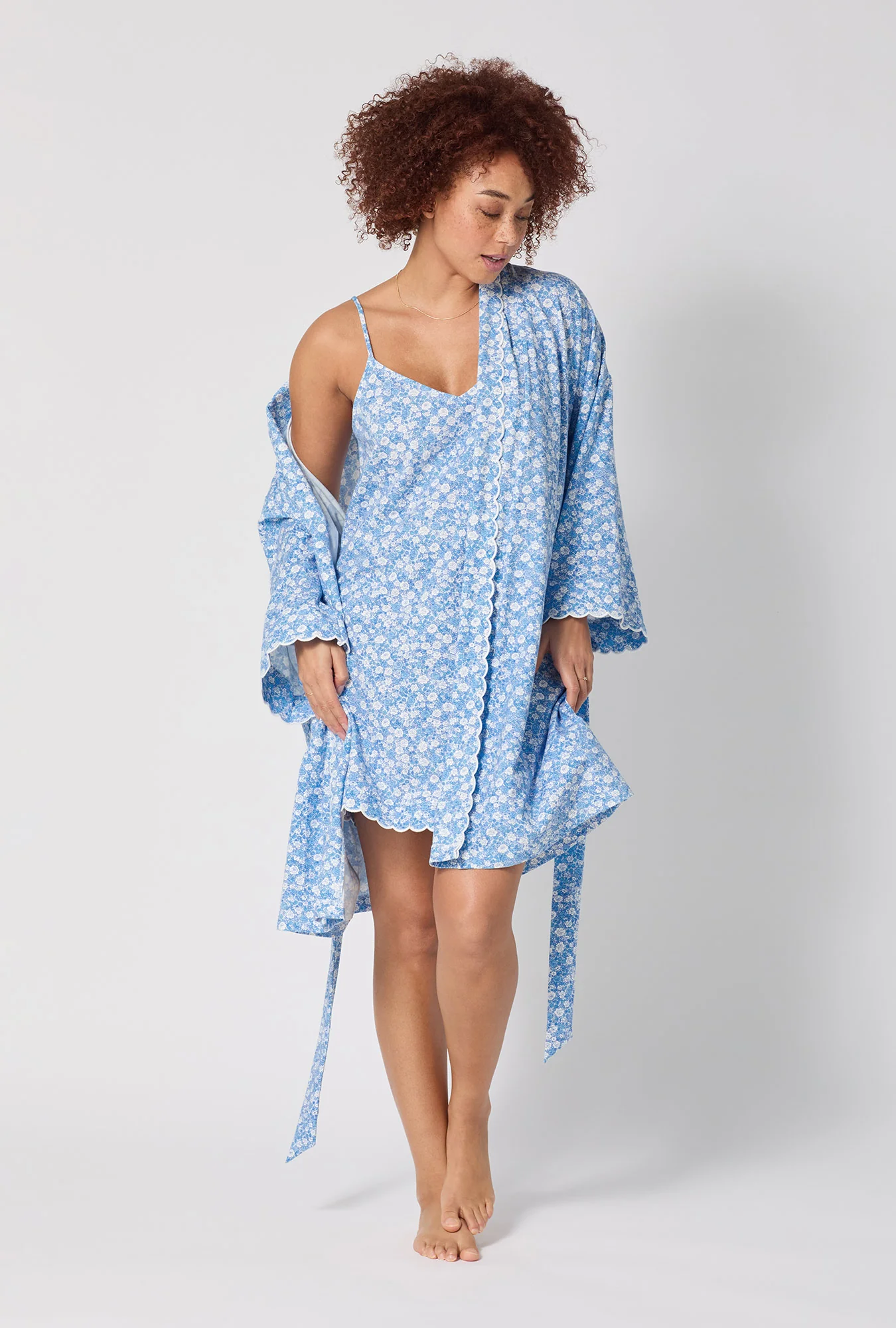 Something Blue Banded Collar Stretch Jersey Robe - Image 2