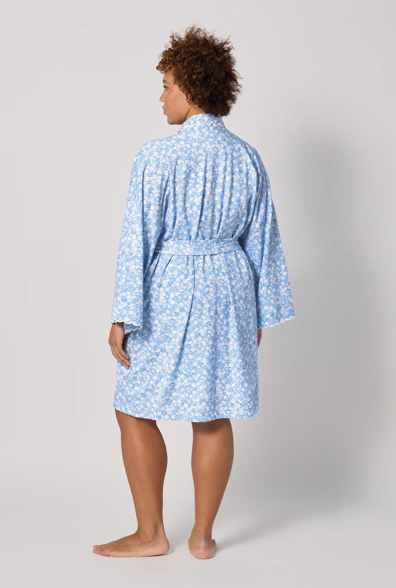 Something Blue Banded Collar Stretch Jersey Robe - Image 7