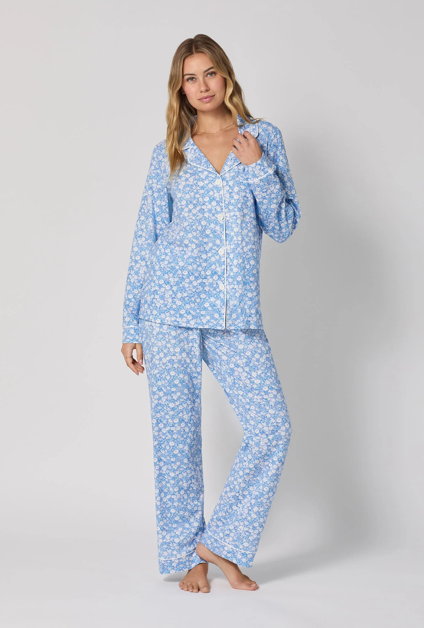 Something Blue Long Sleeve Classic Stretch Jersey Pj Set - Image 2