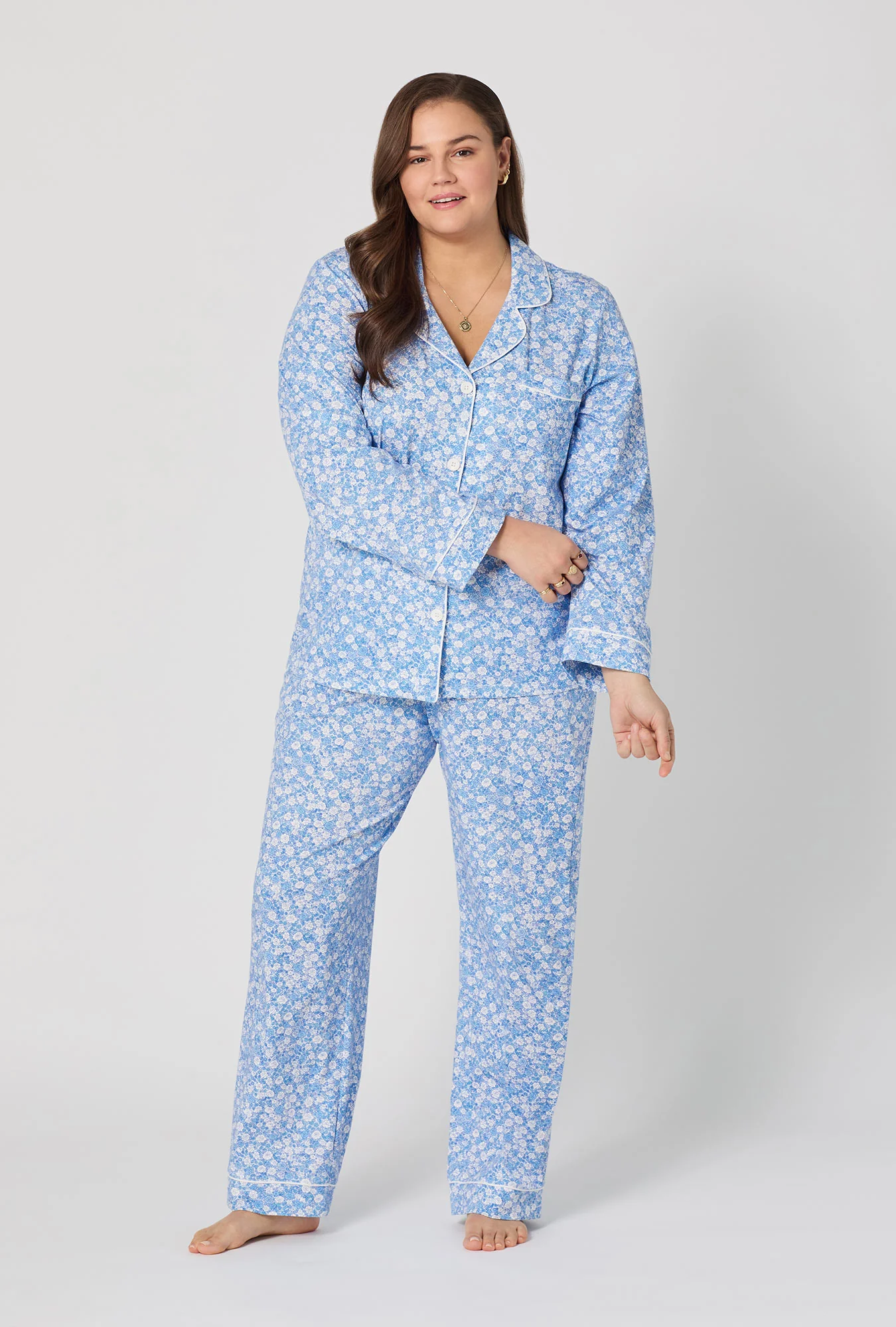 Something Blue Long Sleeve Classic Stretch Jersey Pj Set - Image 7