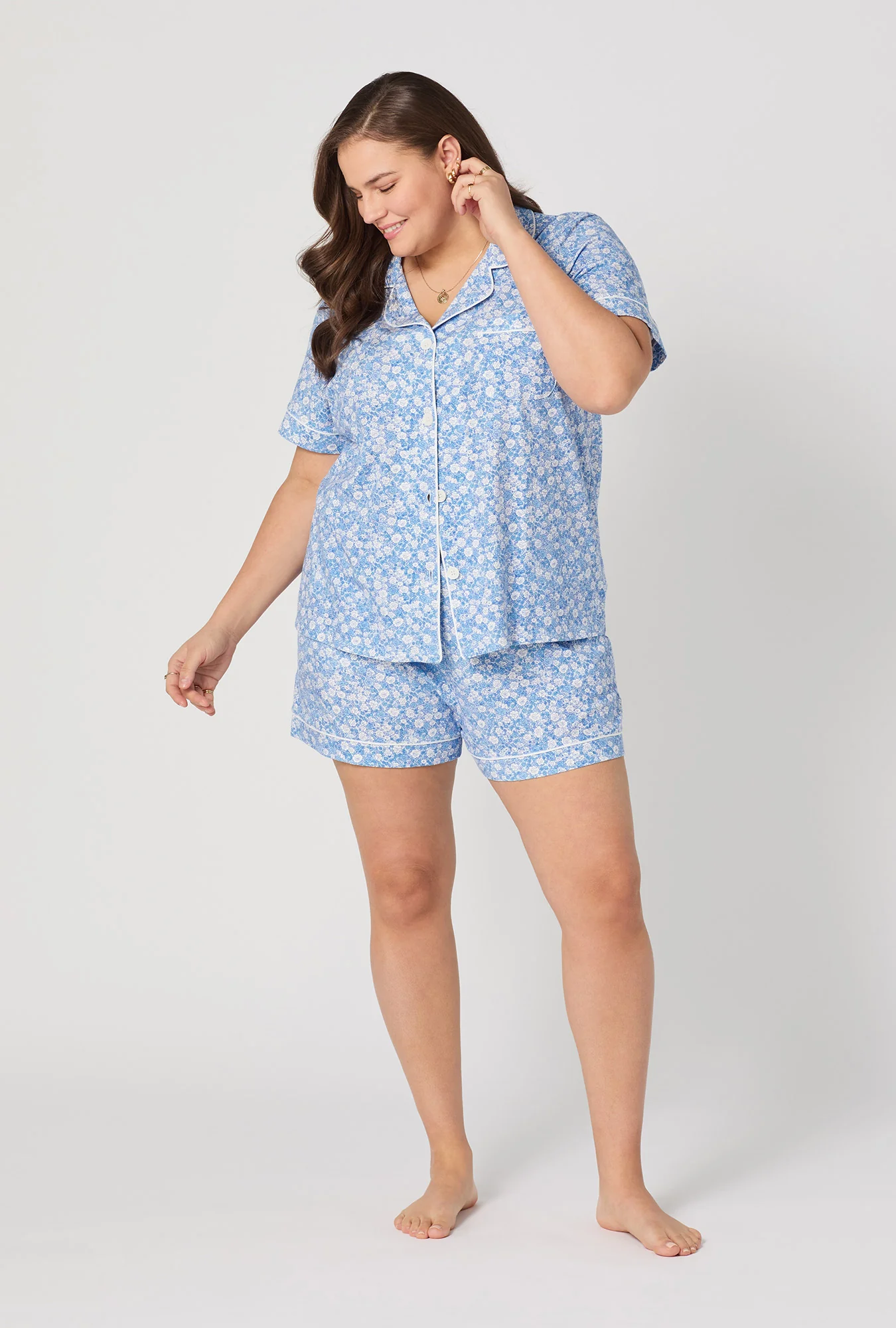 Something Blue Short Sleeve Classic Shorty Stretch Jersey Pj Set - Image 6