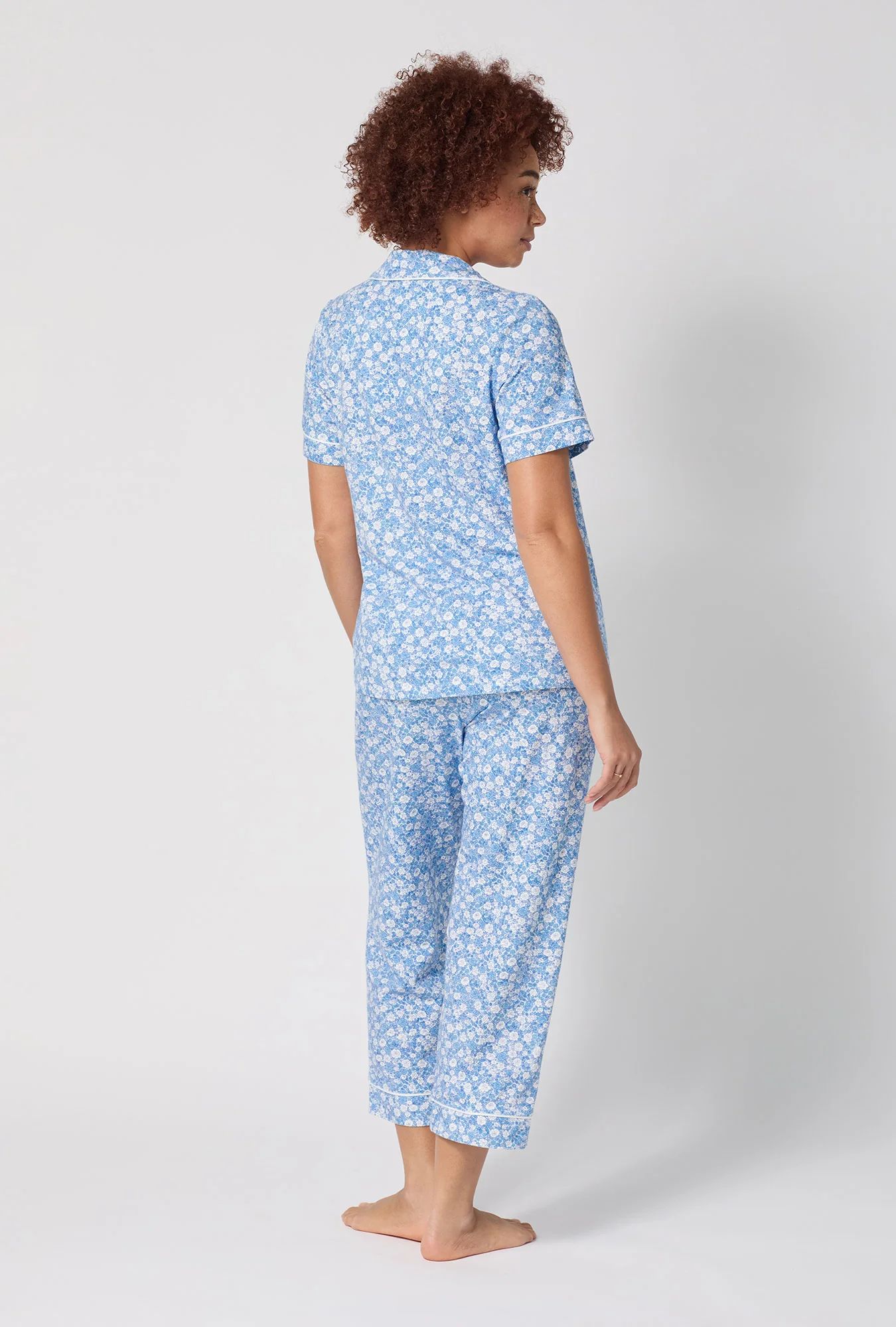 Something Blue Short Sleeve Classic Stretch Jersey Cropped Pj Set - Image 4