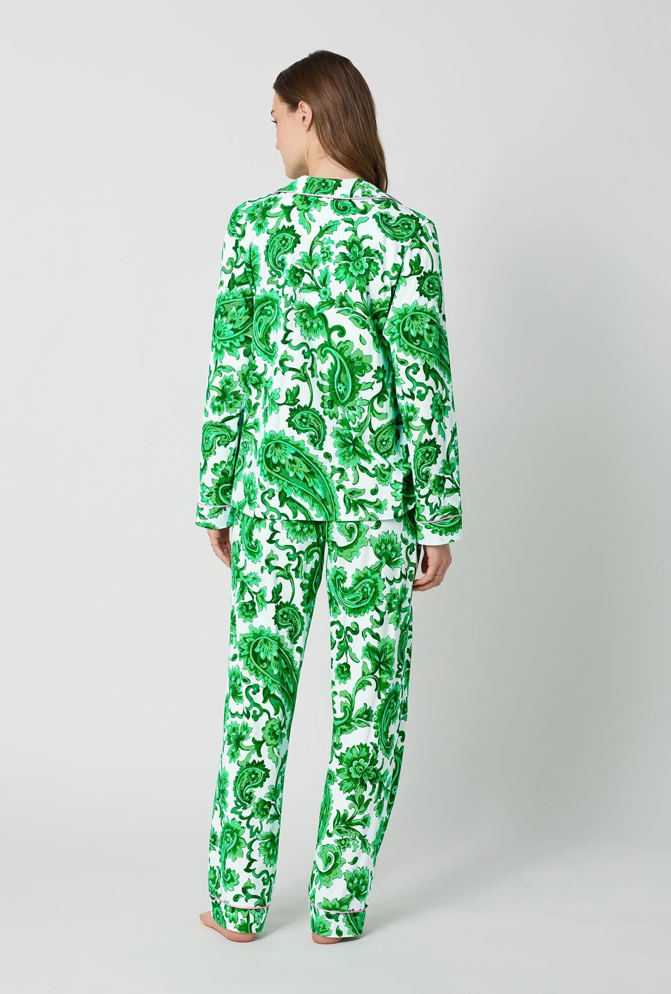 Sorrento Verde Long Sleeve Classic Stretch Jersey Pj Set - Image 3