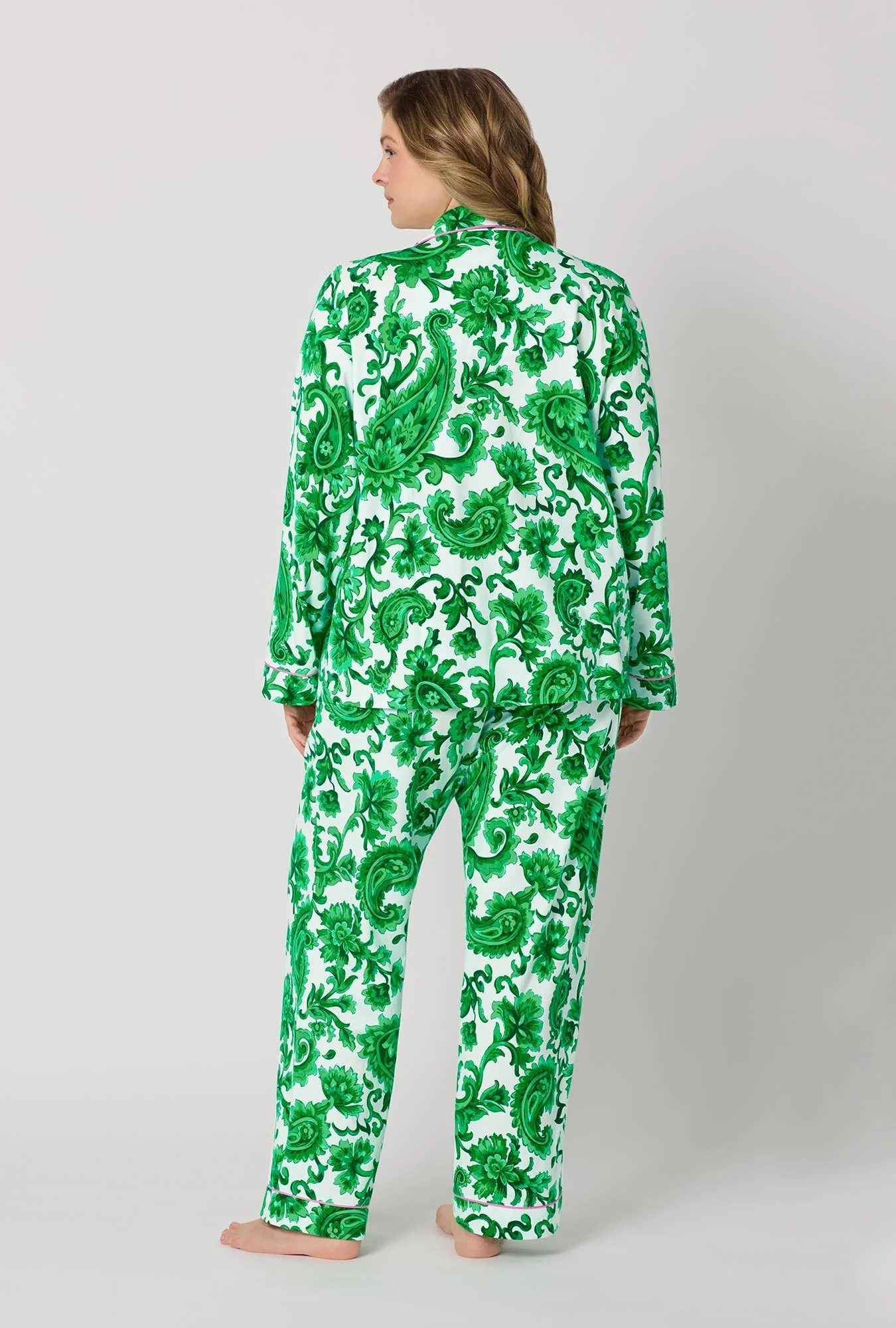 Sorrento Verde Long Sleeve Classic Stretch Jersey Pj Set - Image 7
