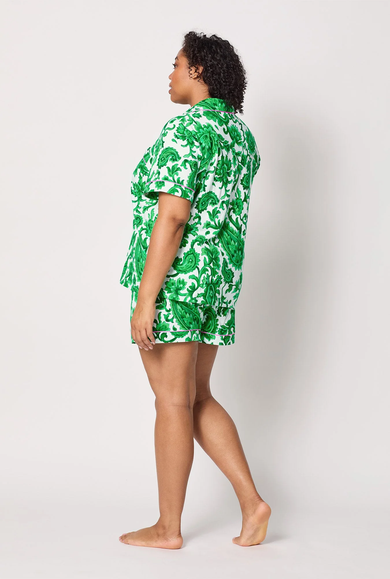 Sorrento Verde Short Sleeve Classic Shorty Stretch Jersey Pj Set - Image 6