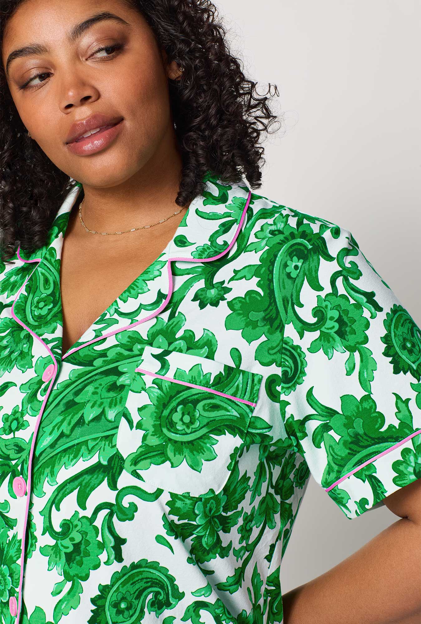 Sorrento Verde Short Sleeve Classic Shorty Stretch Jersey Pj Set - Image 7
