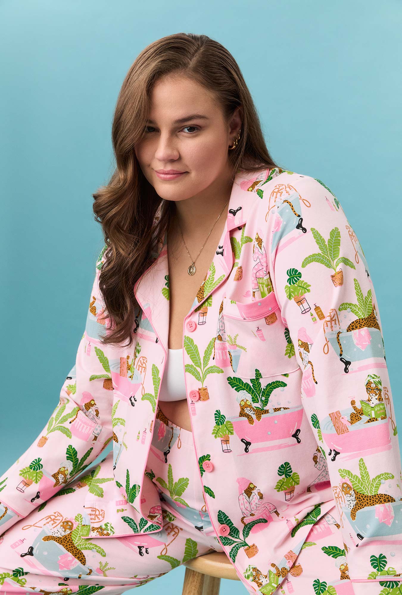Spa Day Long Sleeve Classic Stretch Jersey Pj Set