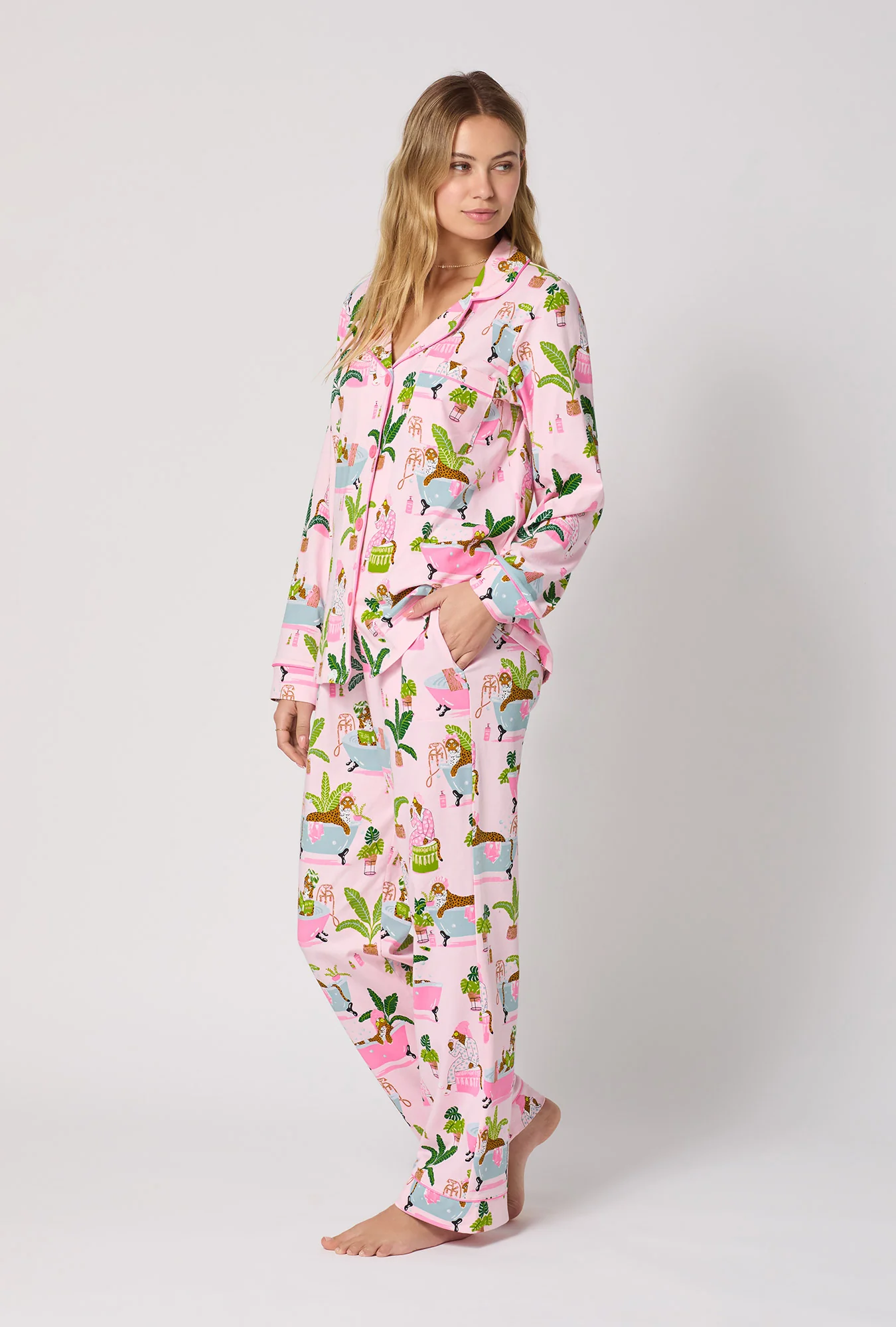 Spa Day Long Sleeve Classic Stretch Jersey Pj Set - Image 3