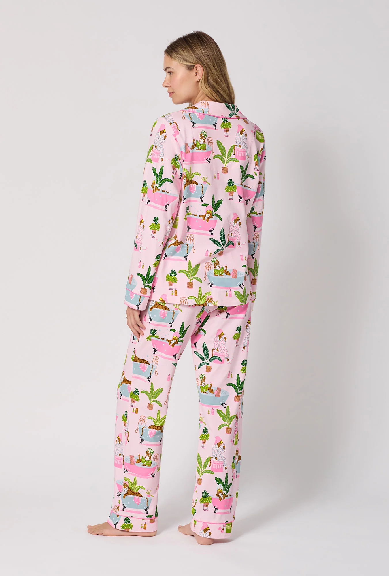 Spa Day Long Sleeve Classic Stretch Jersey Pj Set - Image 4