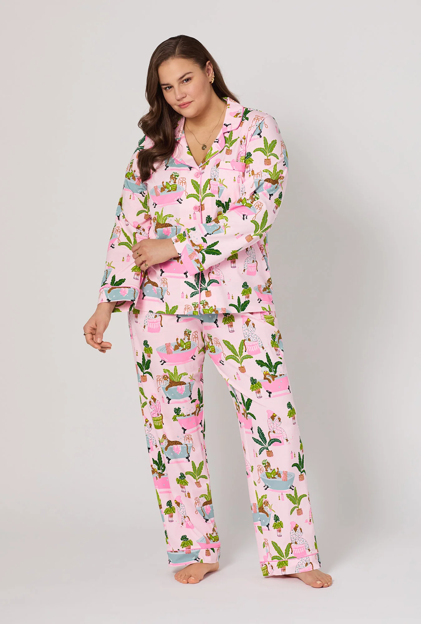 Spa Day Long Sleeve Classic Stretch Jersey Pj Set - Image 5