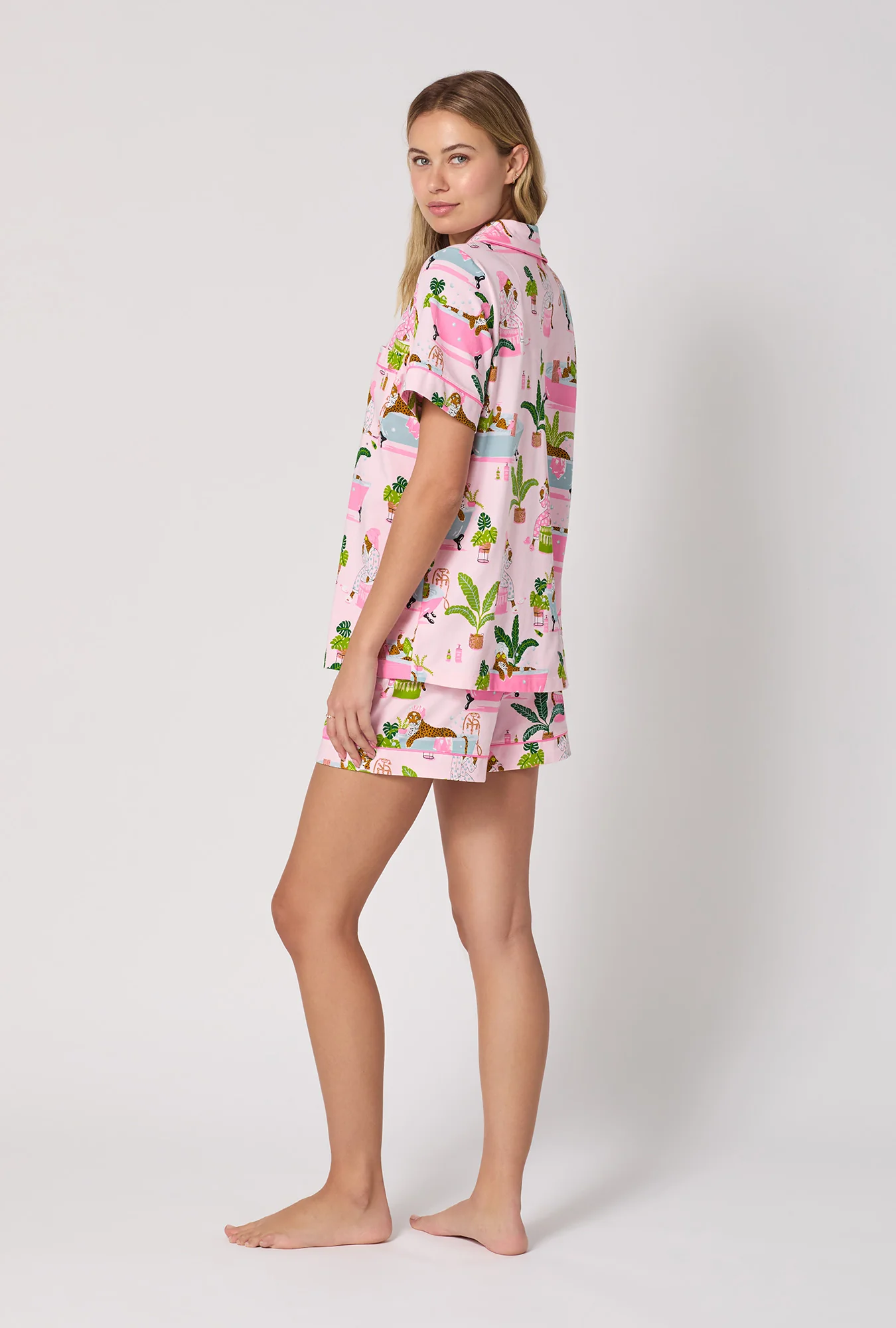 Spa Day Short Sleeve Classic Shorty Stretch Jersey Pj Set - Image 3
