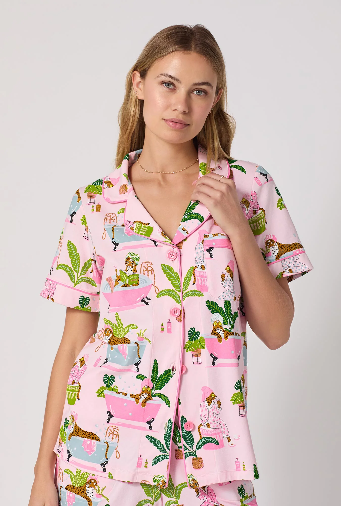 Spa Day Short Sleeve Classic Shorty Stretch Jersey Pj Set - Image 4