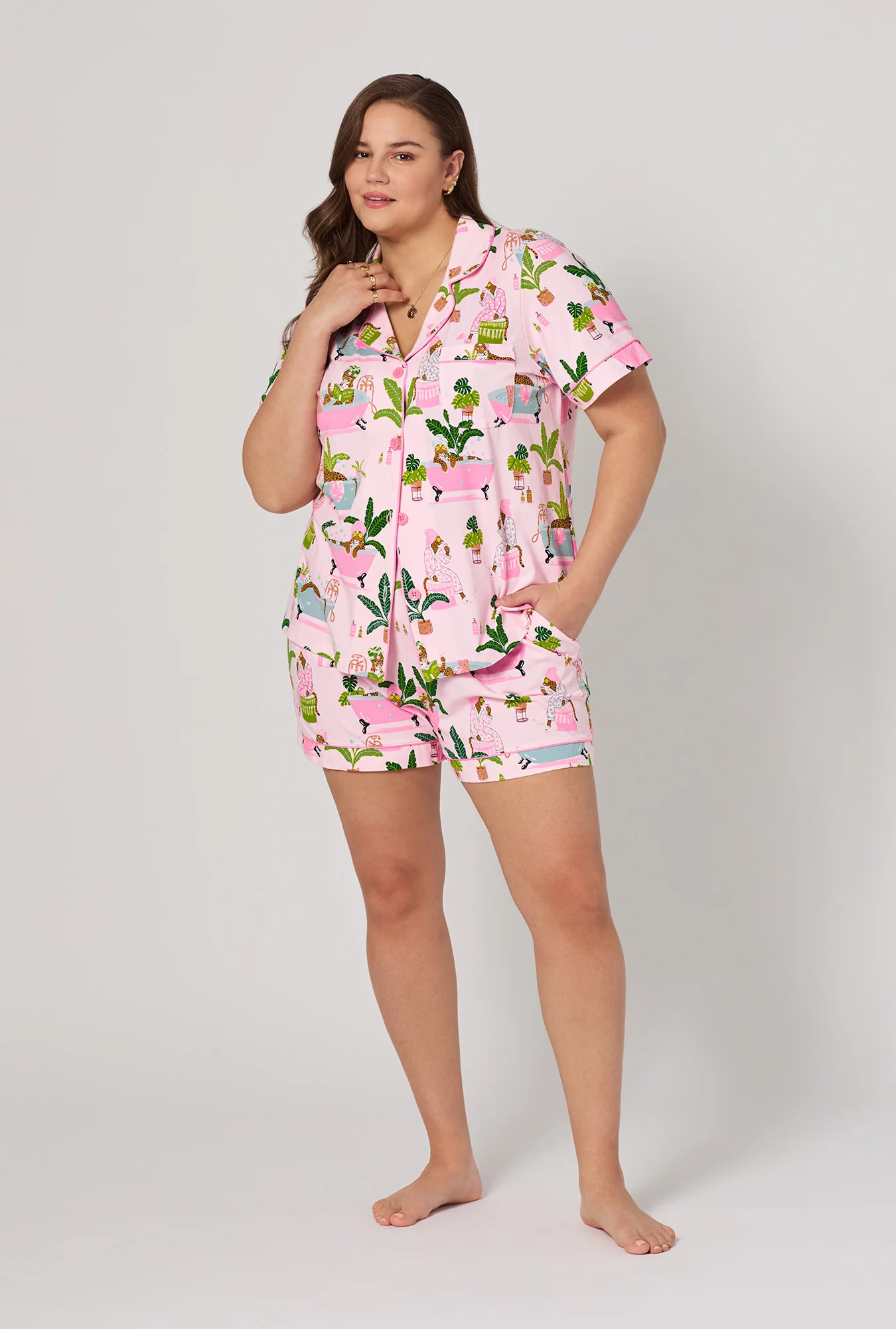 Spa Day Short Sleeve Classic Shorty Stretch Jersey Pj Set - Image 5