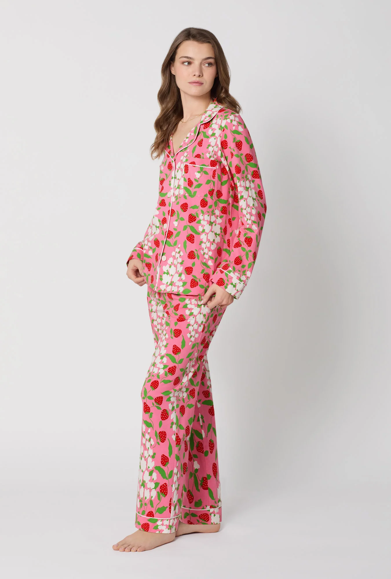 Spring Berry Long Sleeve Classic Stretch Jersey Pj Set - Image 2