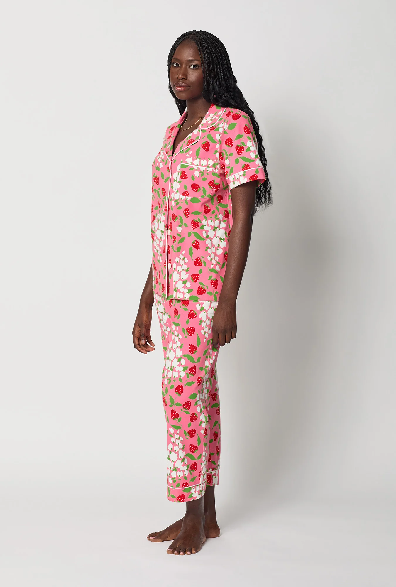 Spring Berry Short Sleeve Classic Stretch Jersey Cropped Pj Set - Image 2