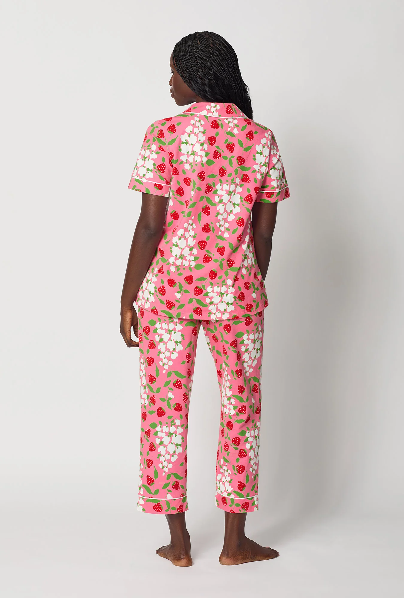 Spring Berry Short Sleeve Classic Stretch Jersey Cropped Pj Set - Image 3