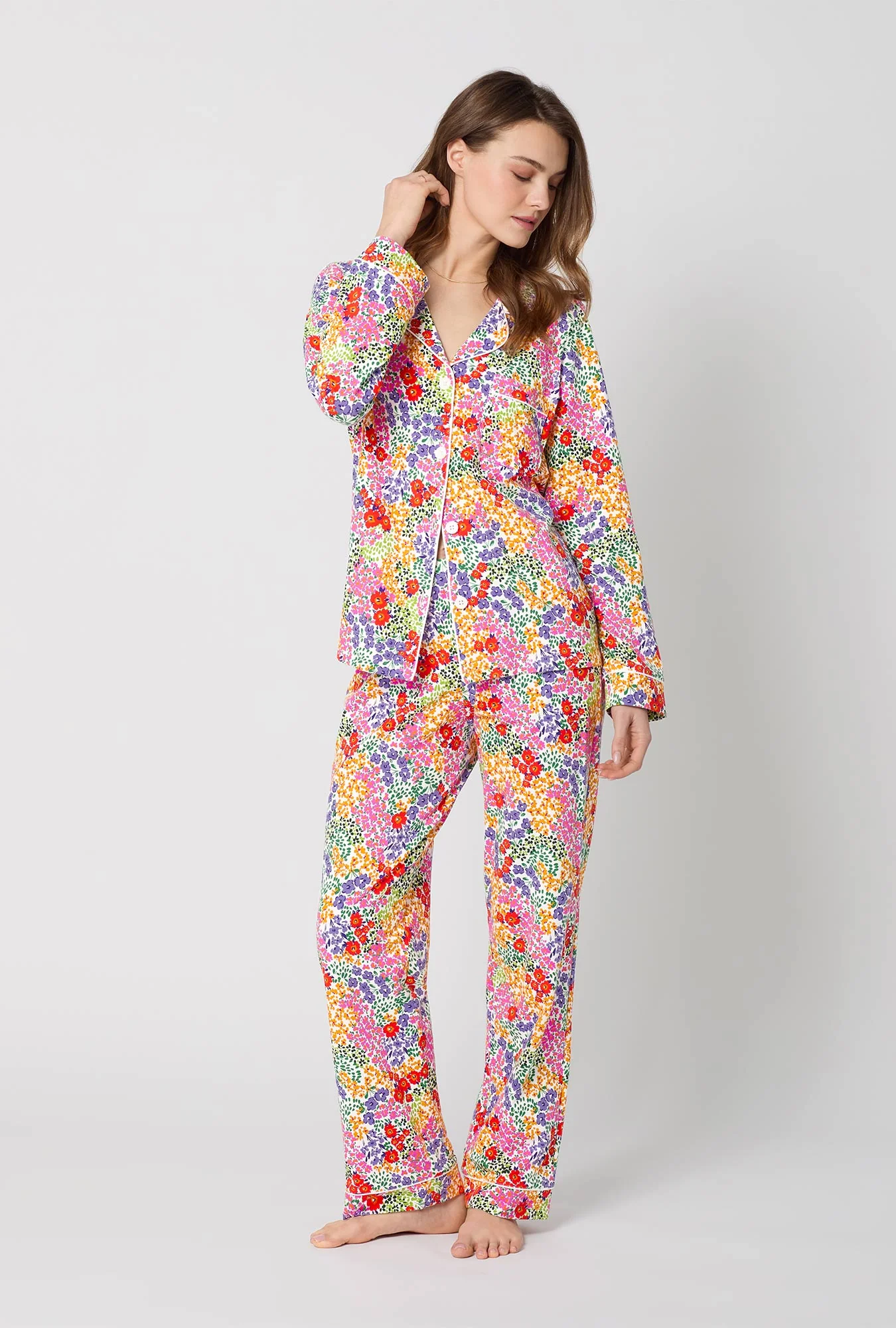 Spring Fields Long Sleeve Classic Stretch Jersey Pj Set
