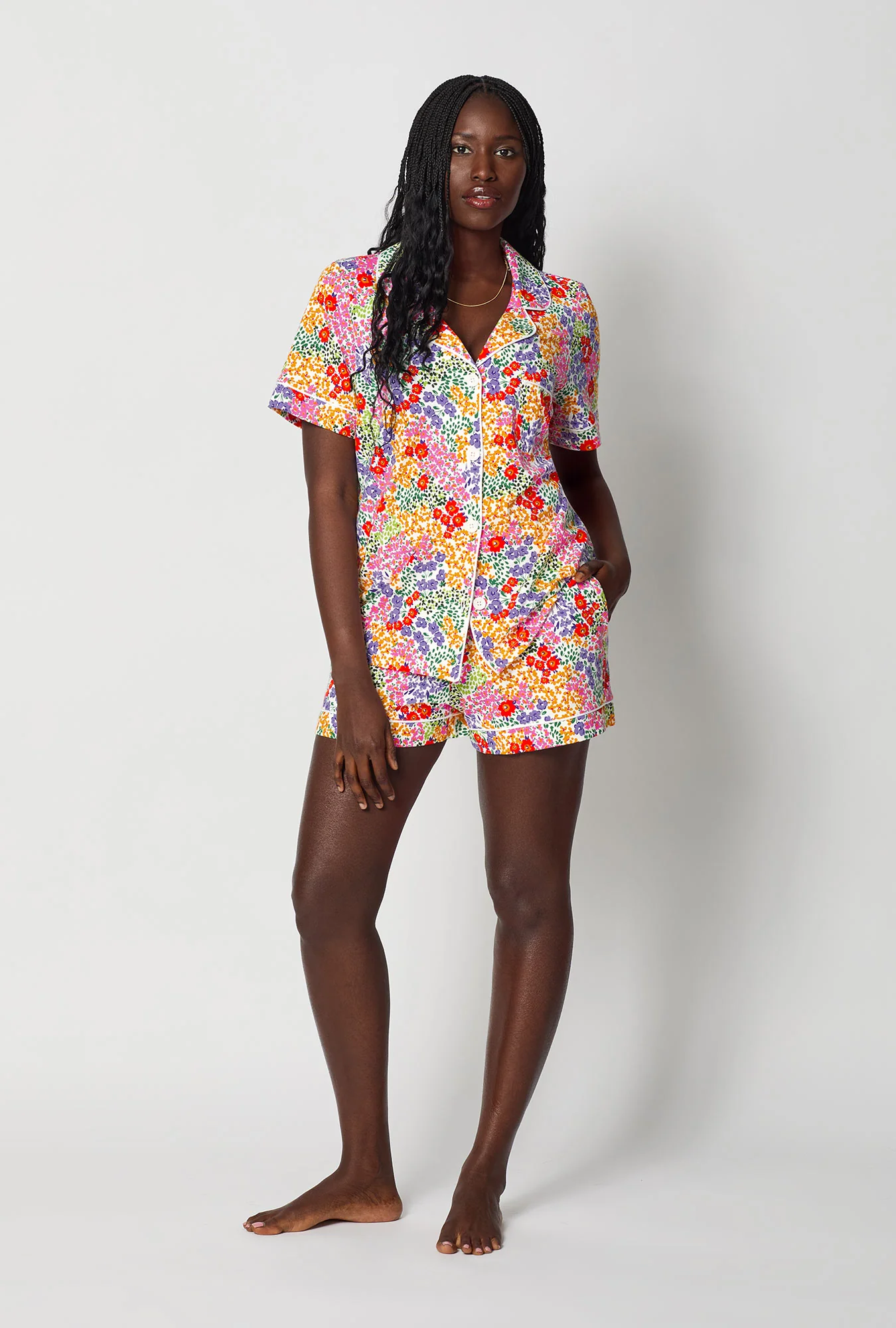 Spring Fields Short Sleeve Classic Shorty Stretch Jersey Pj Set