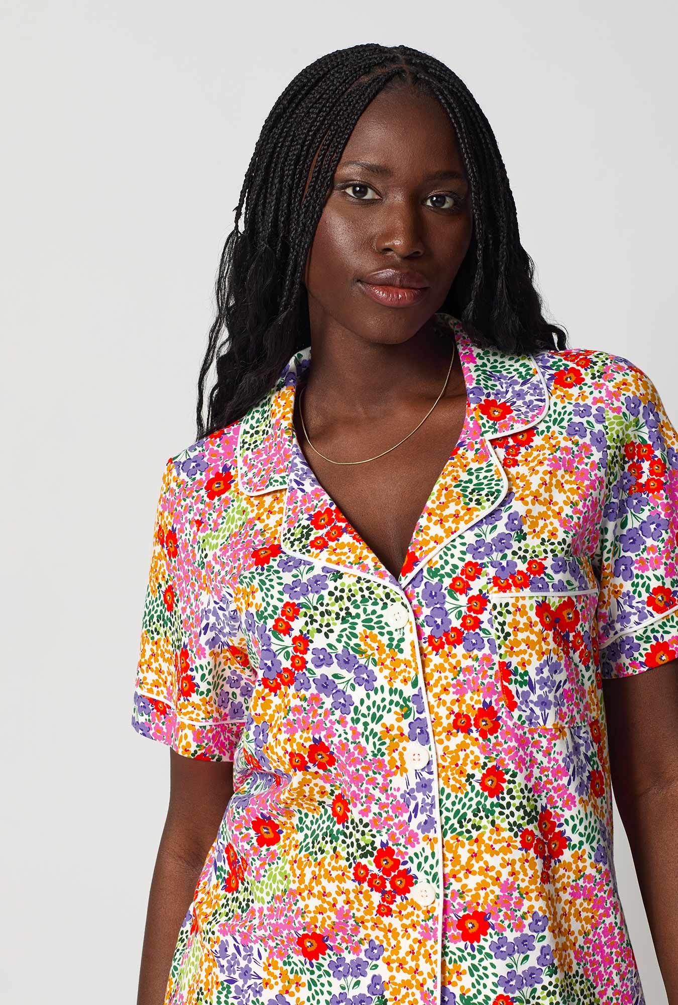 Spring Fields Short Sleeve Classic Stretch Jersey Cropped Pj Set - Image 3