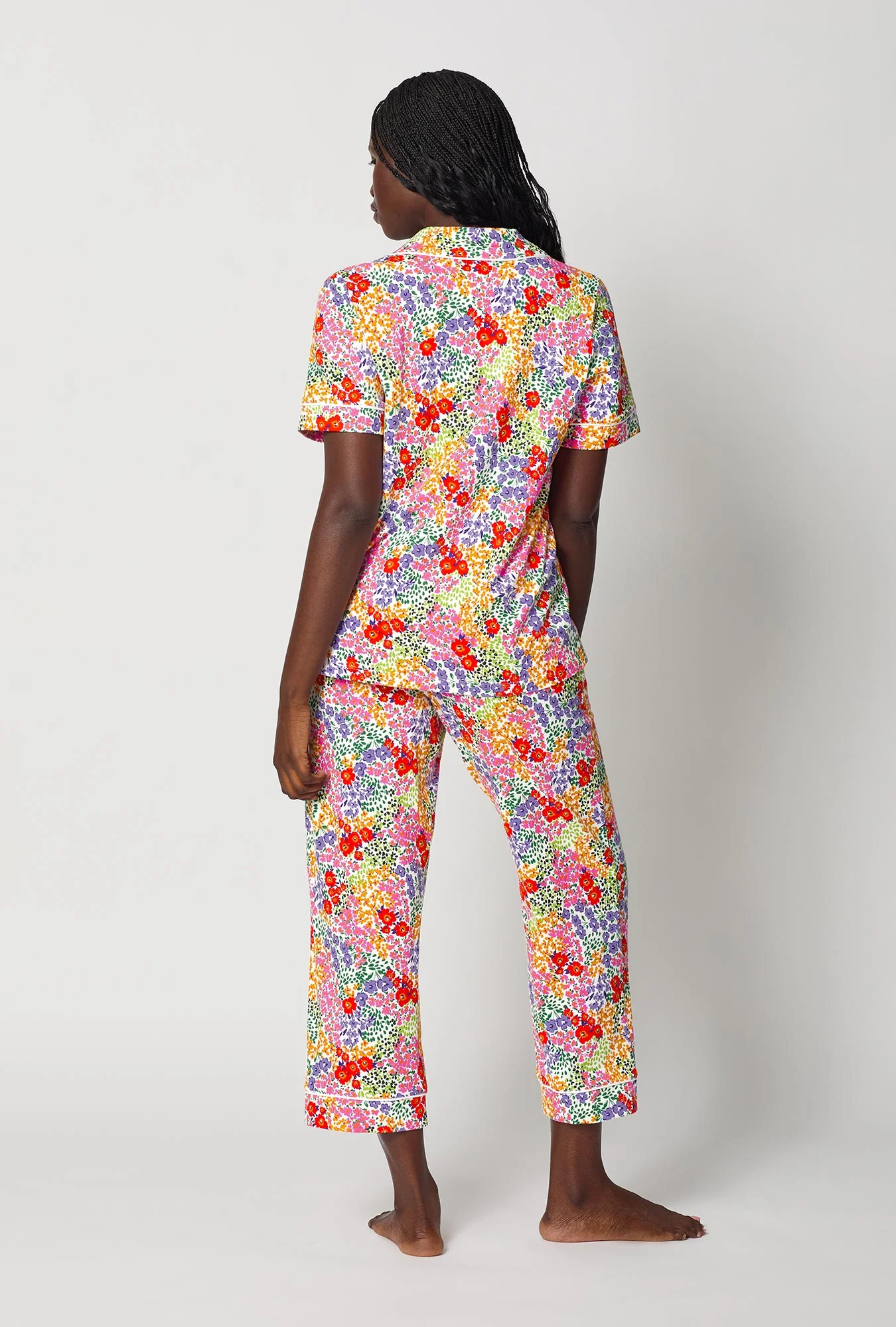 Spring Fields Short Sleeve Classic Stretch Jersey Cropped Pj Set - Image 4