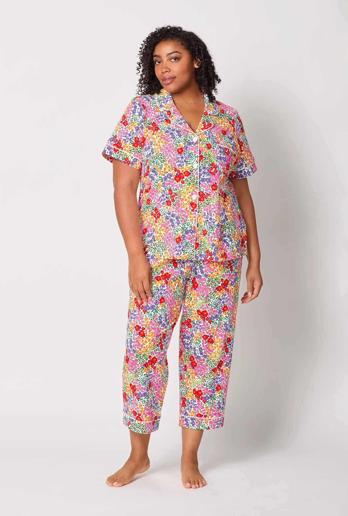 Spring Fields Short Sleeve Classic Stretch Jersey Cropped Pj Set - Image 5