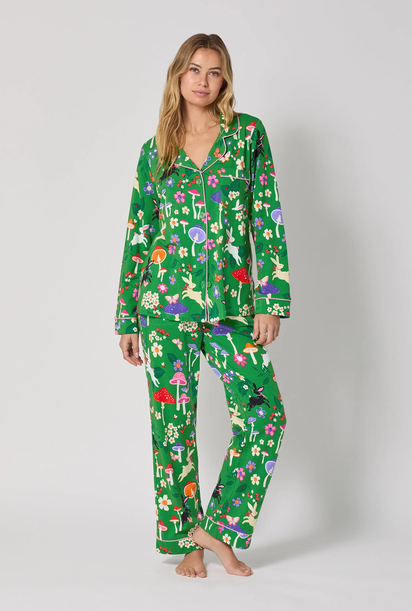 Spring Hares Long Sleeve Classic Stretch Jersey Pj Set - Image 2