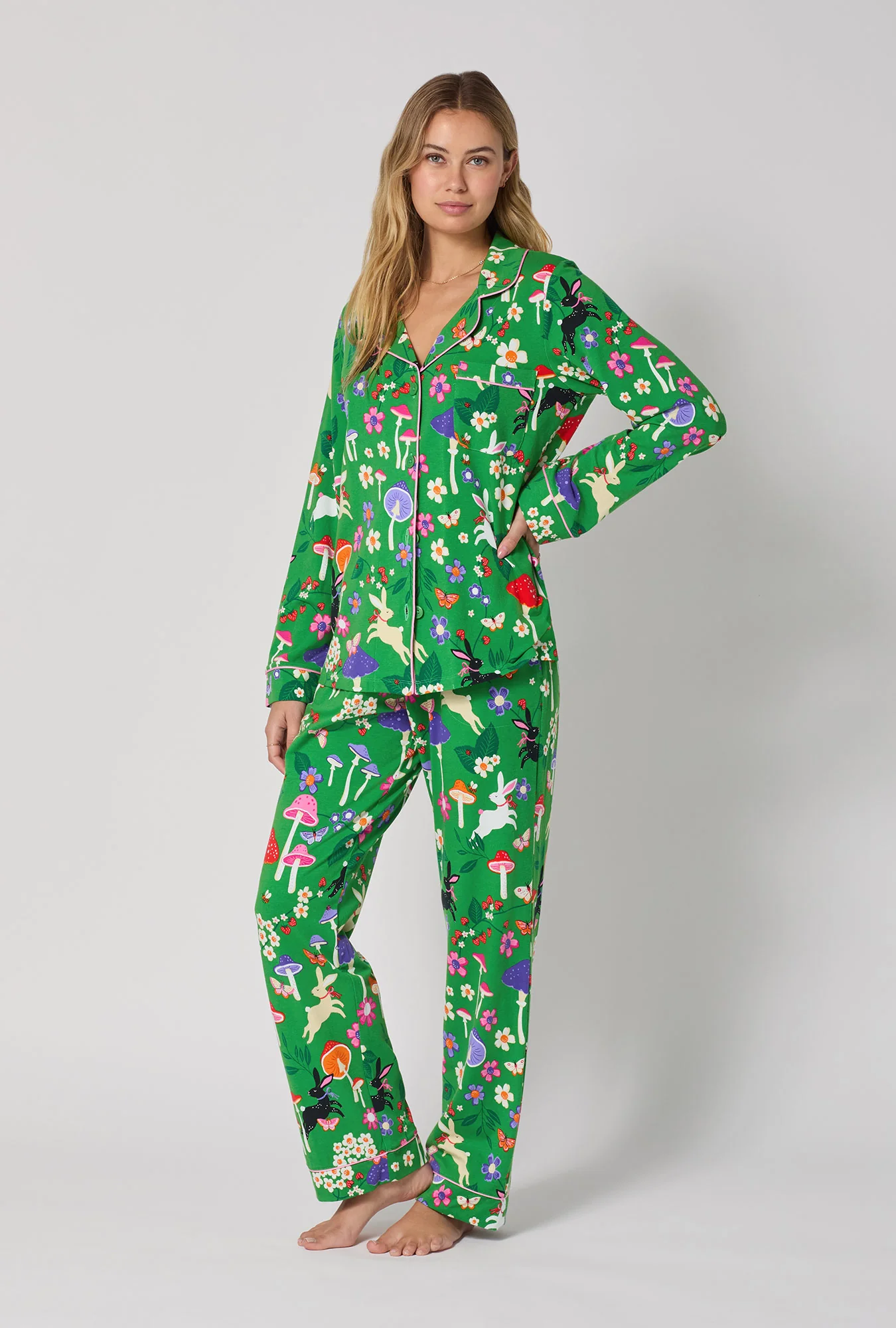 Spring Hares Long Sleeve Classic Stretch Jersey Pj Set - Image 3