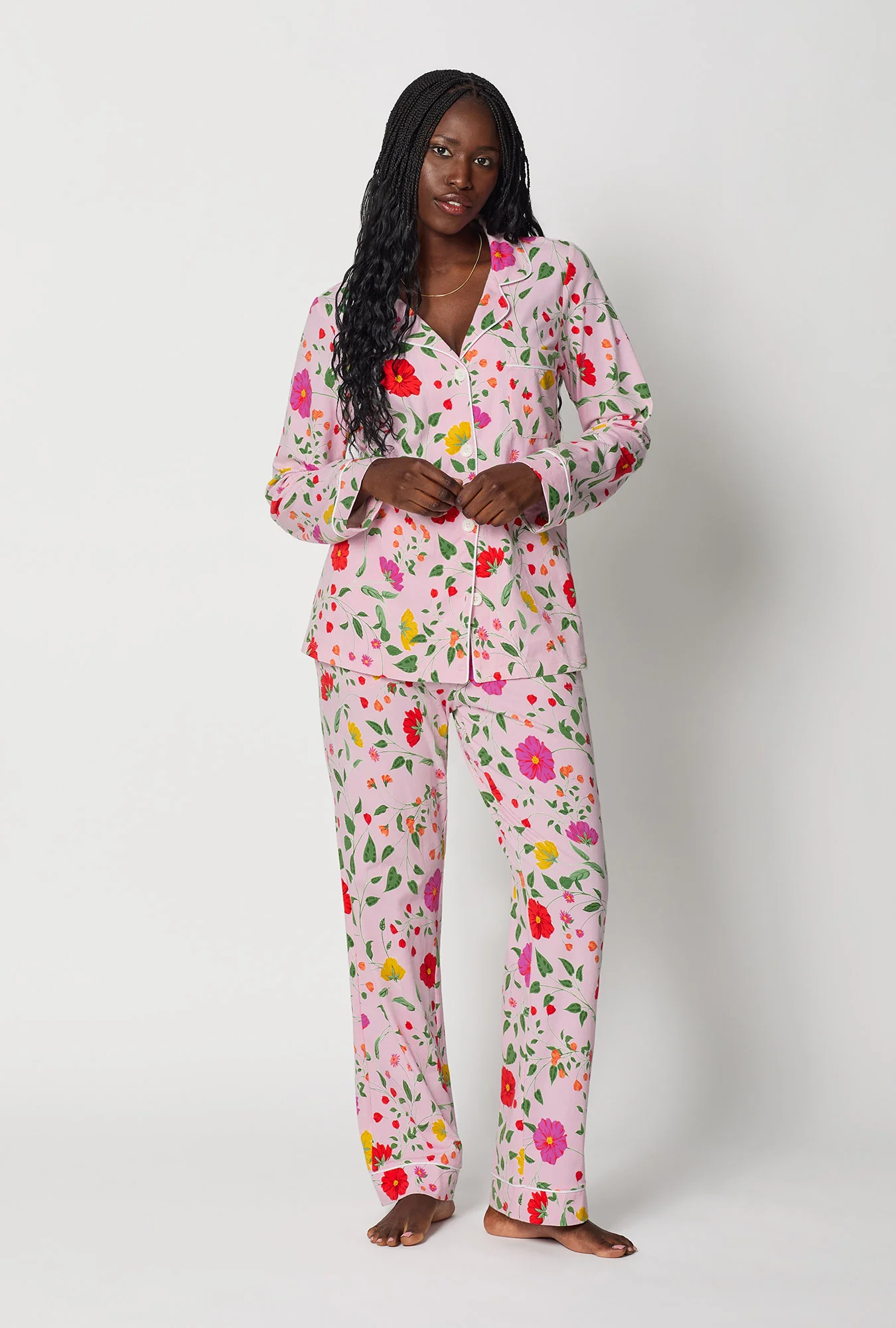 Sunlit Floral Long Sleeve Classic Stretch Jersey Pj Set