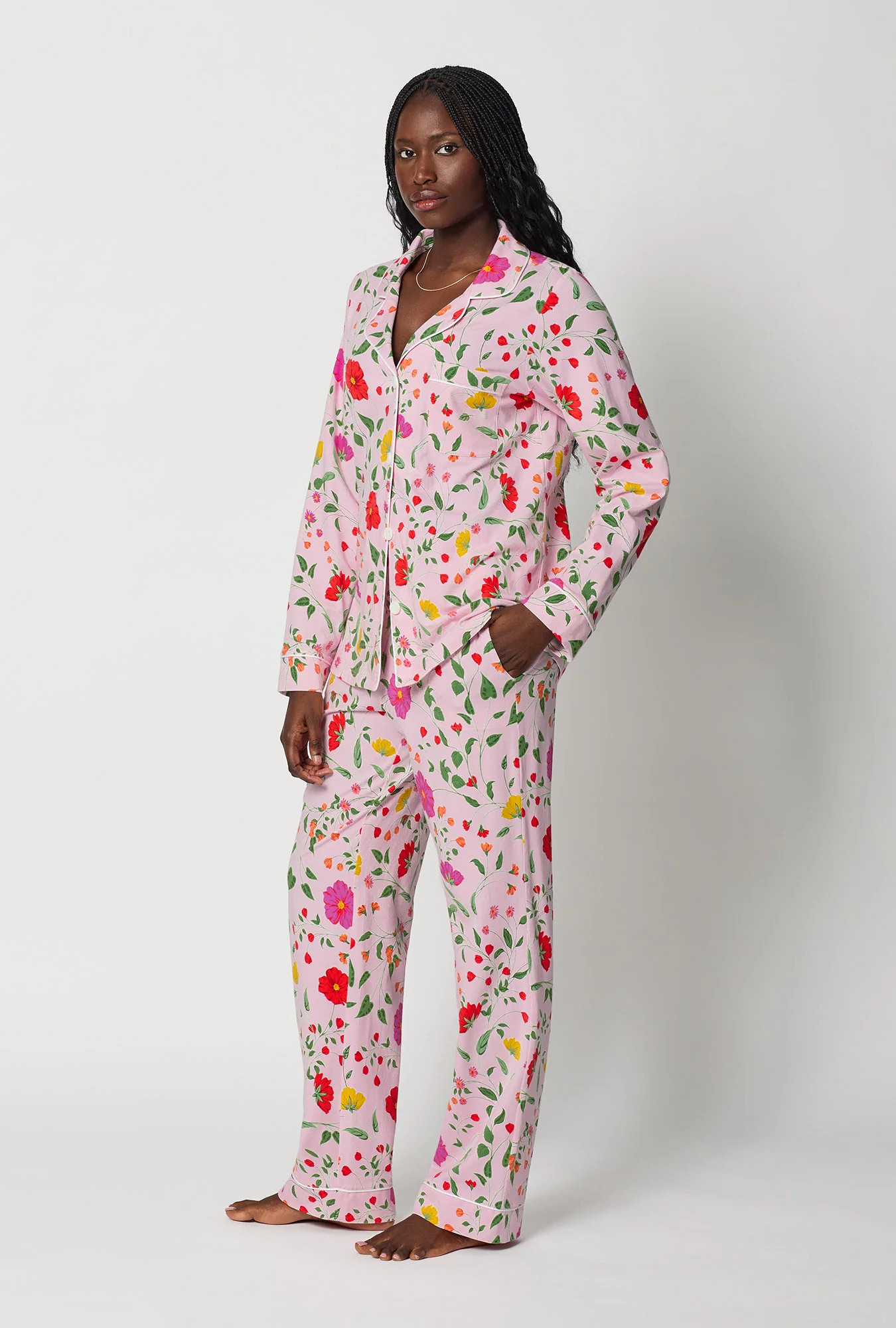 Sunlit Floral Long Sleeve Classic Stretch Jersey Pj Set - Image 2