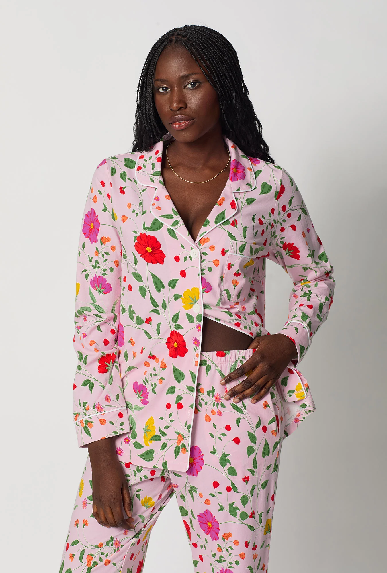 Sunlit Floral Long Sleeve Classic Stretch Jersey Pj Set - Image 3