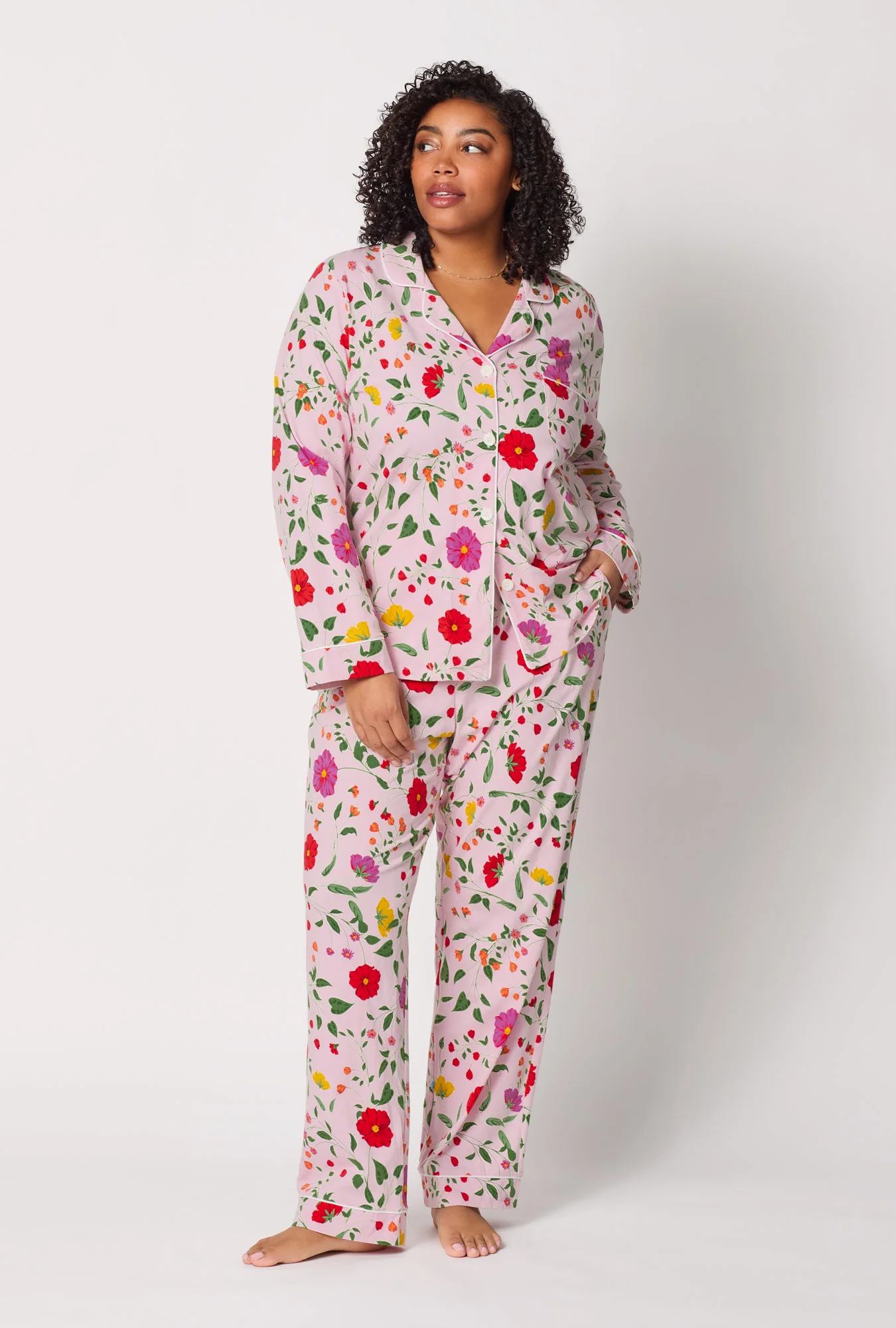 Sunlit Floral Long Sleeve Classic Stretch Jersey Pj Set - Image 5