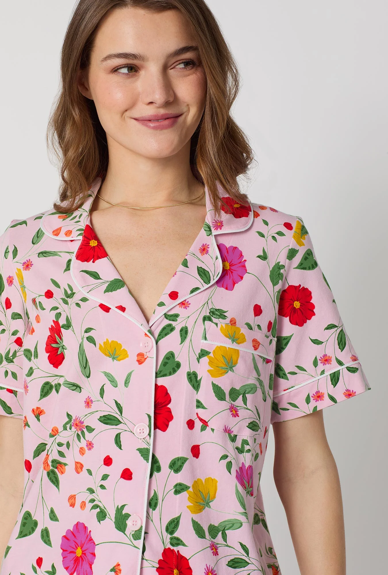 Sunlit Floral Short Sleeve Classic Shorty Stretch Jersey Pj Set - Image 4
