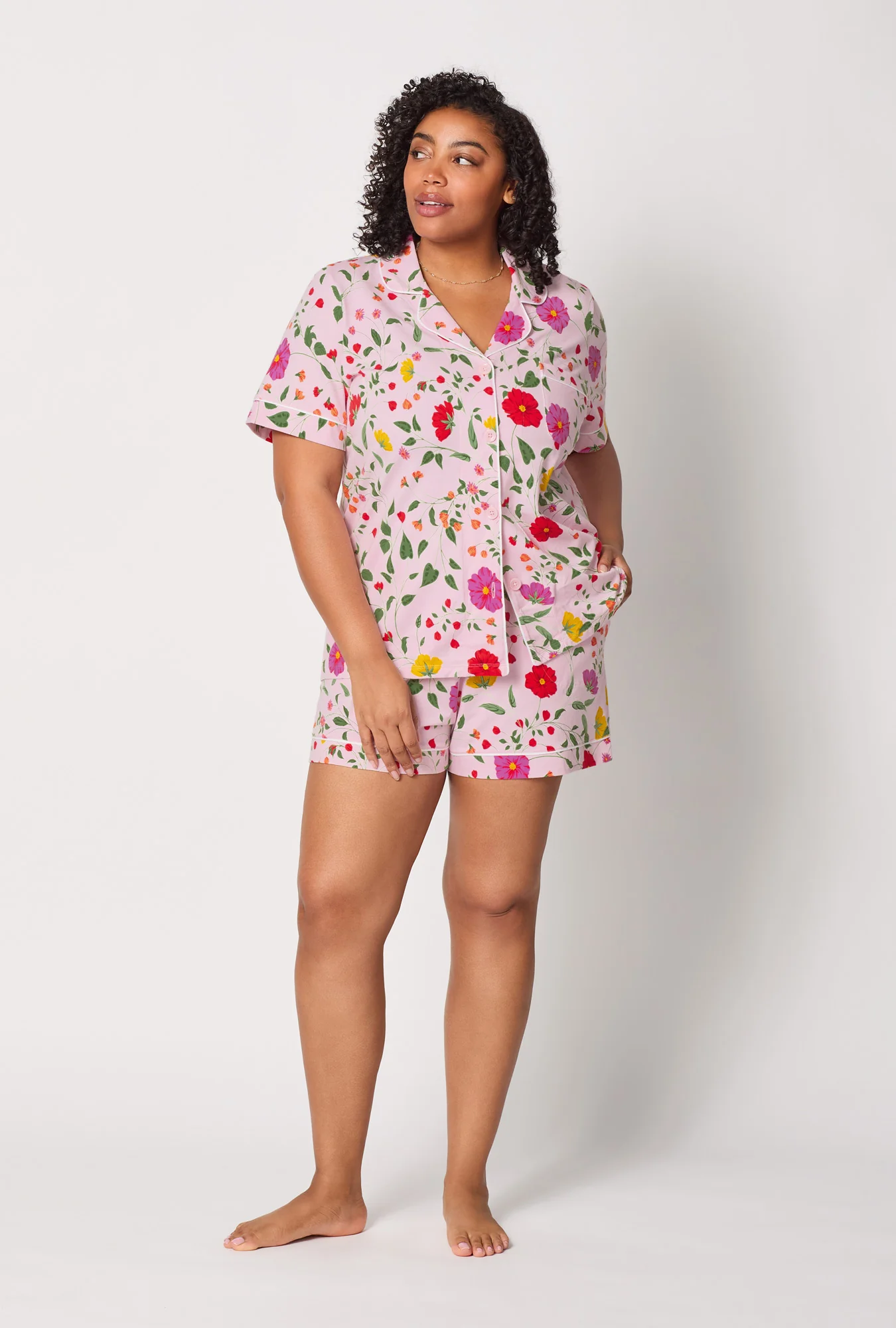 Sunlit Floral Short Sleeve Classic Shorty Stretch Jersey Pj Set - Image 5