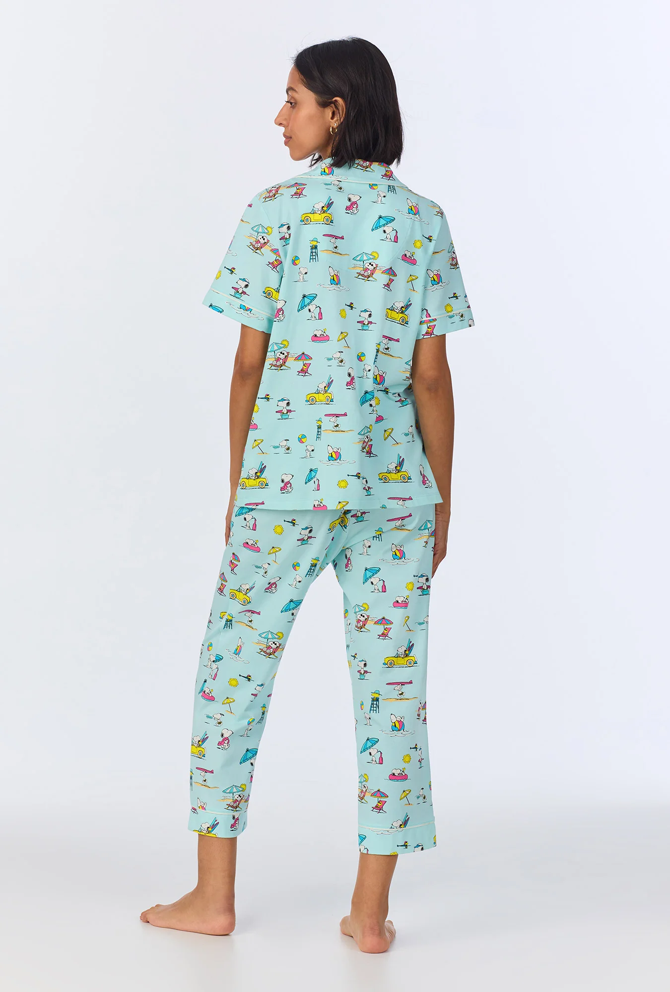 Surfside Snoopy® Short Sleeve Classic Cropped Stretch Jersey PJ Set - Image 4