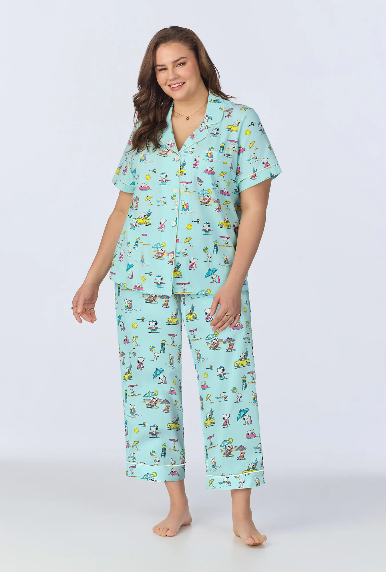 Surfside Snoopy® Short Sleeve Classic Cropped Stretch Jersey PJ Set - Image 5