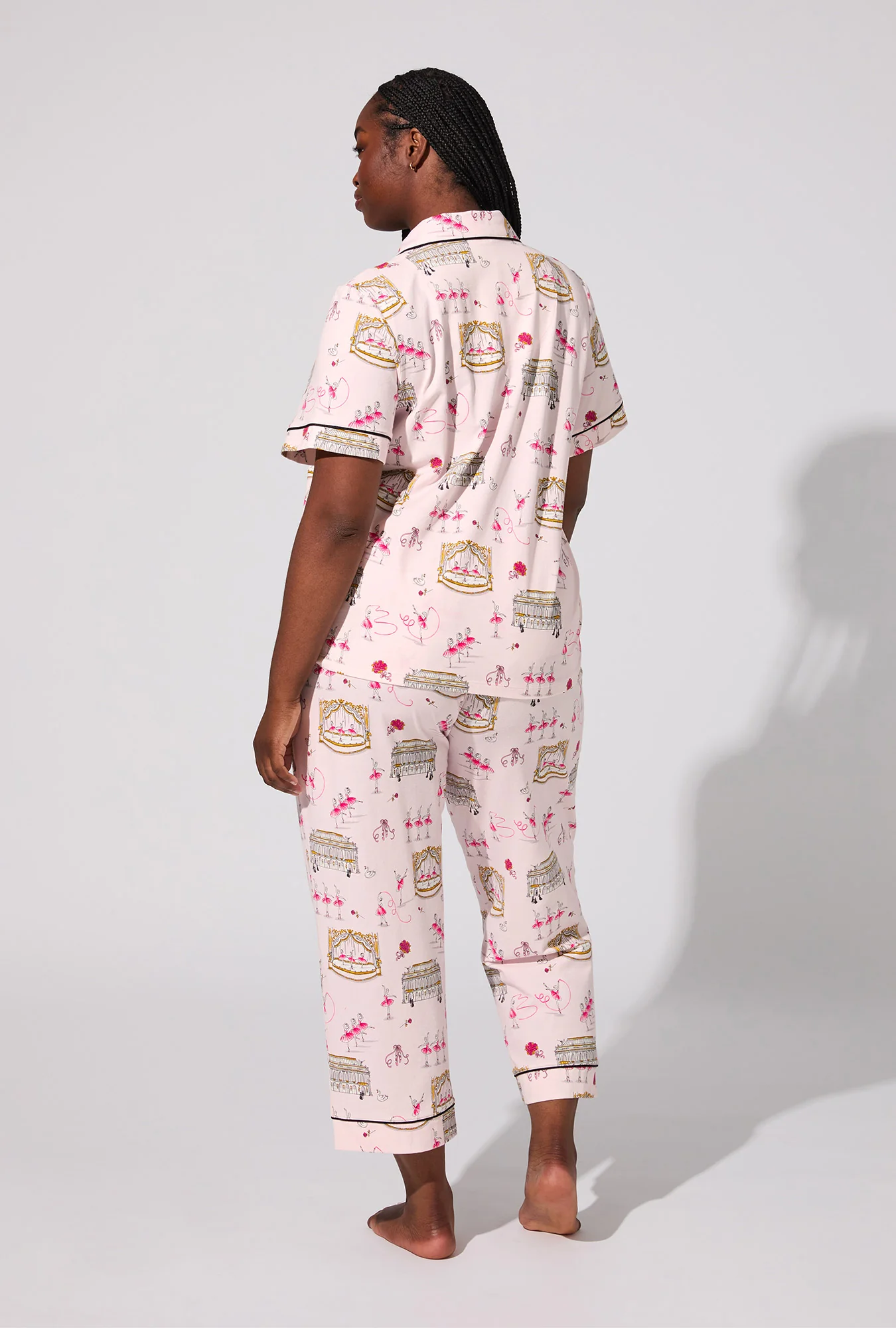 Swan Lake Short Sleeve Classic Stretch Jersey Cropped PJ Set - Image 6