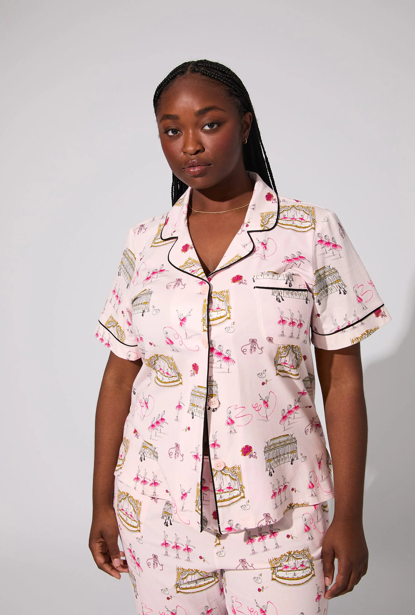 Swan Lake Short Sleeve Classic Stretch Jersey Cropped PJ Set - Image 7