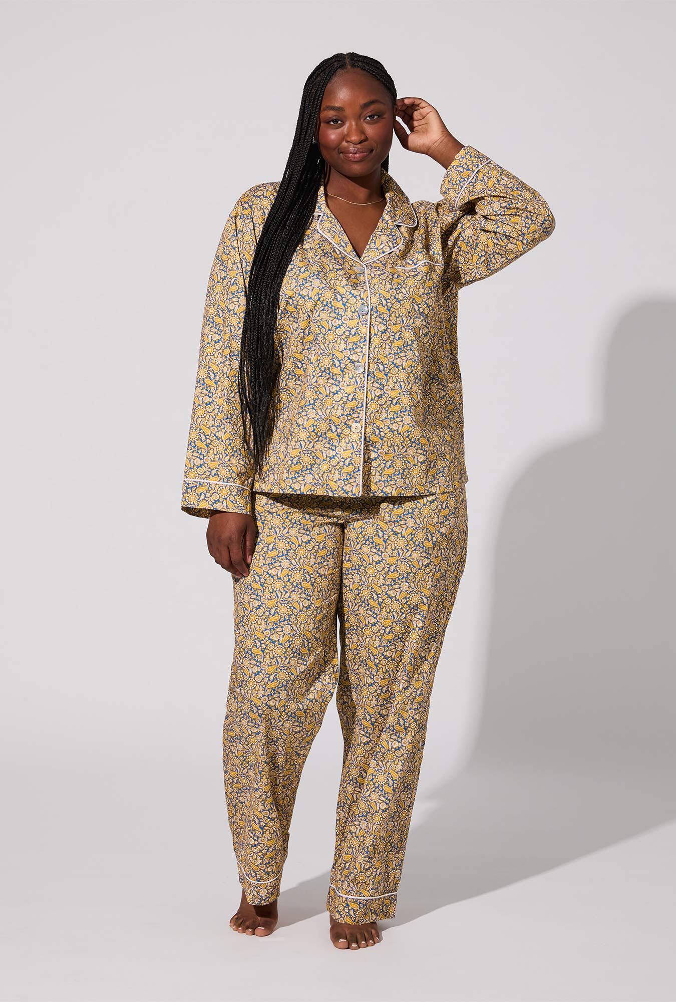 Theodore Manor Long Sleeve Classic Woven Tana Lawn® PJ Set Made With Liberty Fabric - Image 4